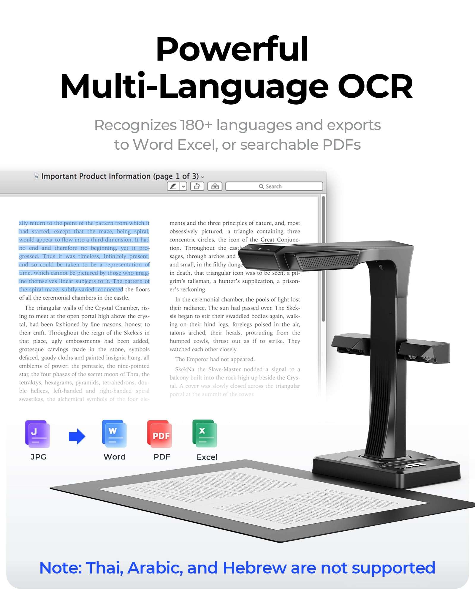 CZUR ET MAX Professional Book Scanner, 38MP Document Camera, Laser Curve-Flatten, USB High Speed Document Scanner, 180+ Languages OCR, Capture A3, Support HDMI, for Windows/MacOS/Linux 5