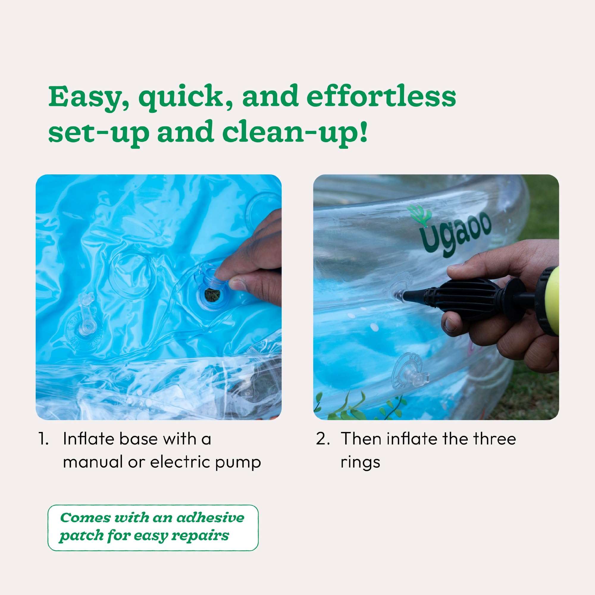 Ugaoo Swimming Pool for Kids 3-4 Years | 3 feet Round 3-Ring Pool with Dual-Layer Inflatable Bottom | 7P Phthalate-Free PVC | Strong, Comfy & Easy to Use | for Balcony & Garden Play 6