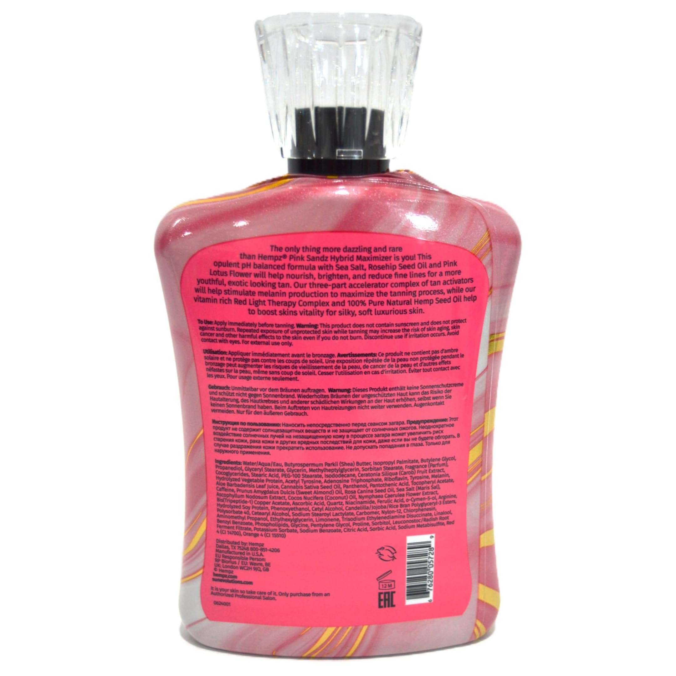 Hempz Pink Sandz Hybrid Maximizer for UV Tanning & Redlight Therapy 13.5oz 3
