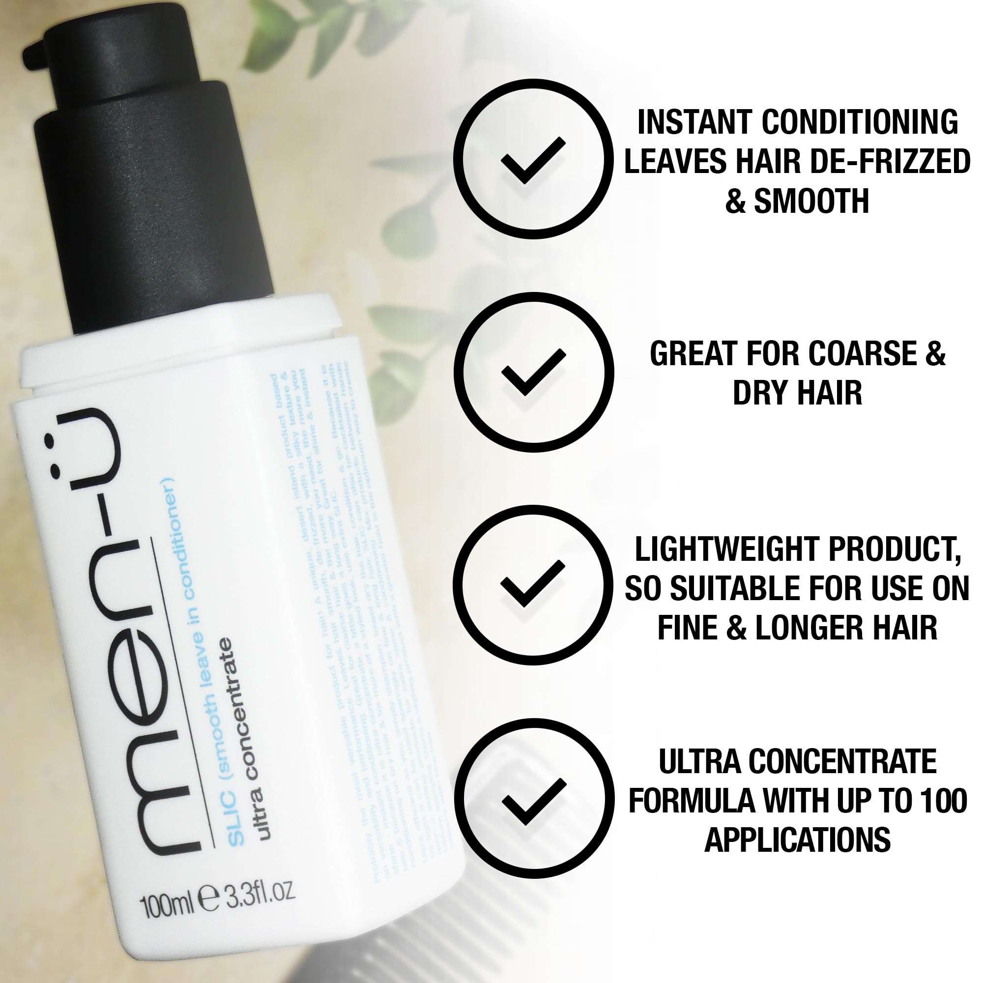 men-ü Leave In Conditioner REFILL, ULTRA CONCENTRATE mens HAIR CARE, hair conditioner w/UP TO 100 APPLICATIONS, High performance, longer lasting hair serum for men - 100ml Refill 3