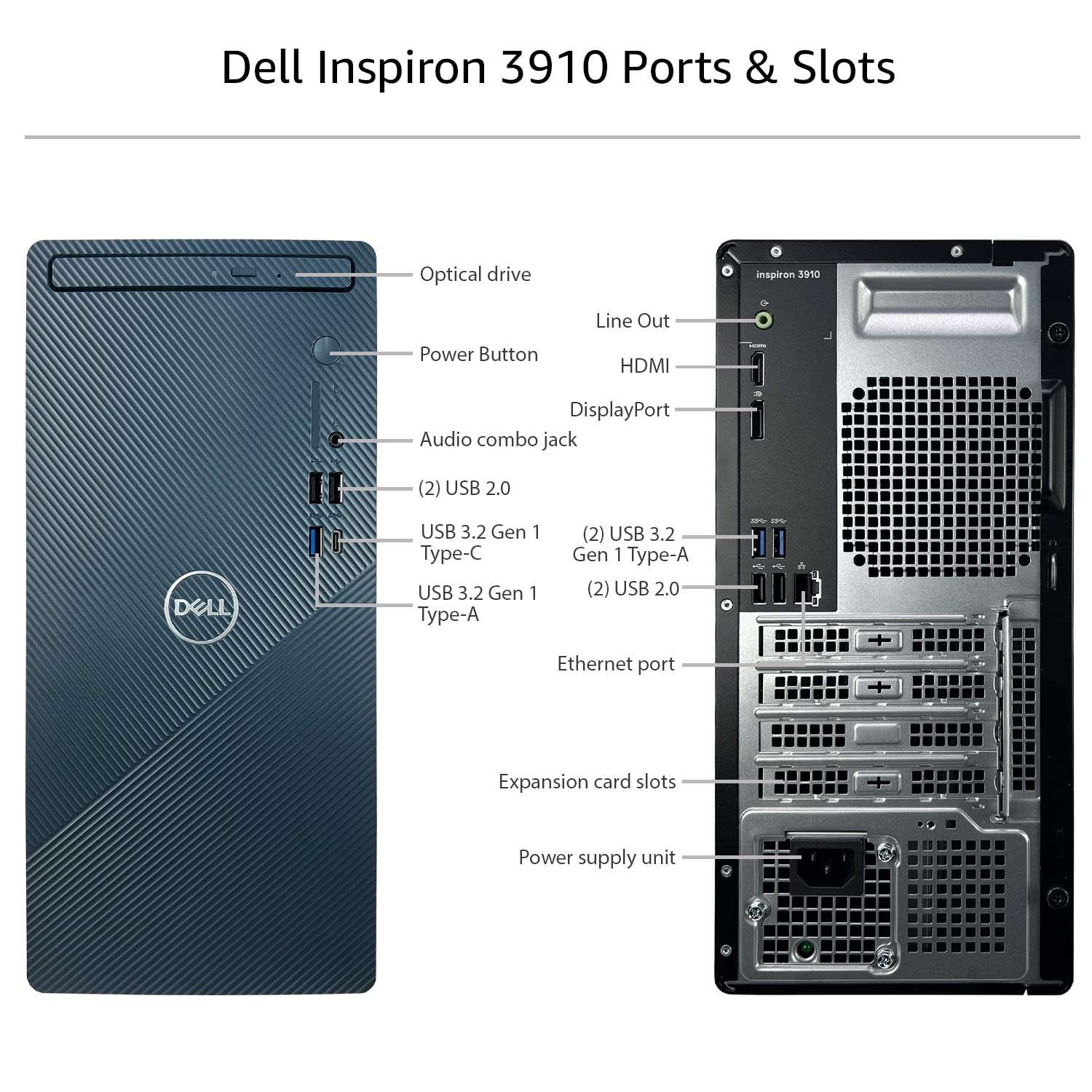 Dell Inspiron 3910 Desktop Computer - 12th Gen Intel Core i5-12400 6-Core up to 4.40 GHz Processor, 64GB RAM, 2TB NVMe SSD + 1TB HDD, Intel UHD Graphics 730, DVD Burner, Windows 11 Home, Mist Blue 6