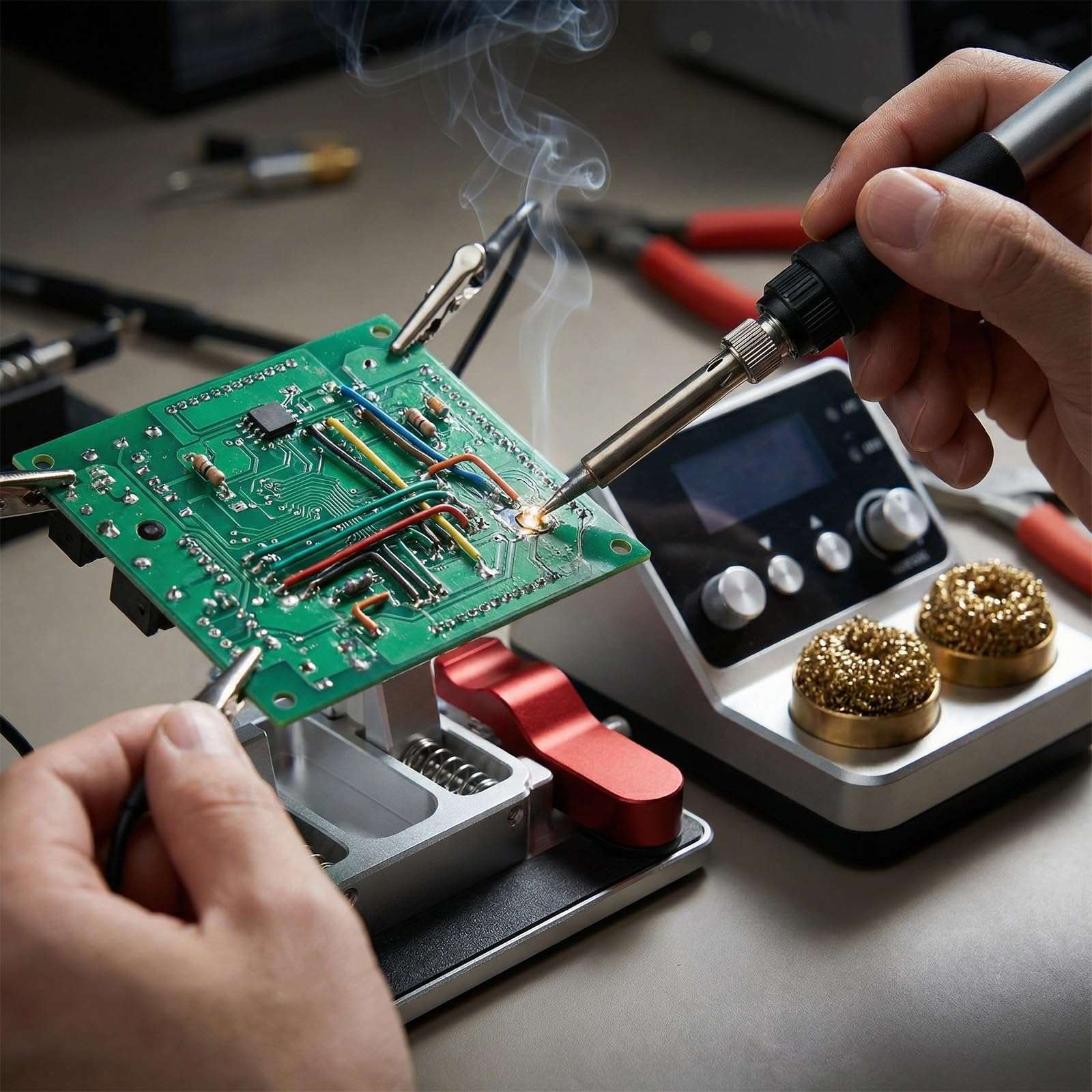 TOOMOD Helping Hands Soldering Station, Welding Table Clamps with Ceramic Clamps, Aluminum Third Hand Tool for PCB, Wire & LED Strip Electronics Repair 6