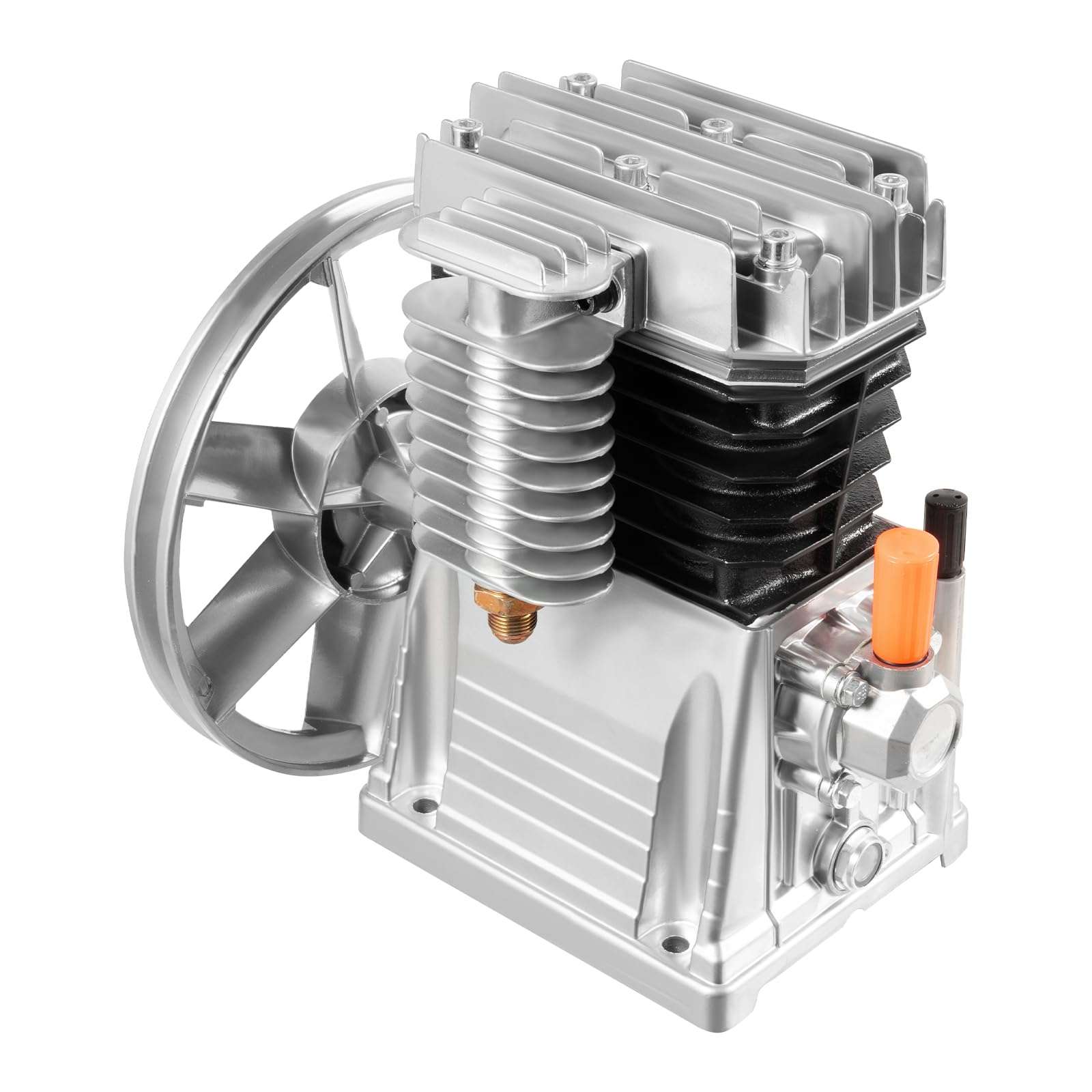 3HP Air Compressor Pump, Oil Lubricated Air Compressor Piston Pump Head Twin Cylinder Aluminum Air Compressor Head With Silencer and Screw, Breathing Nozzle 250L/min (2065-2.2KW-3HP) 1