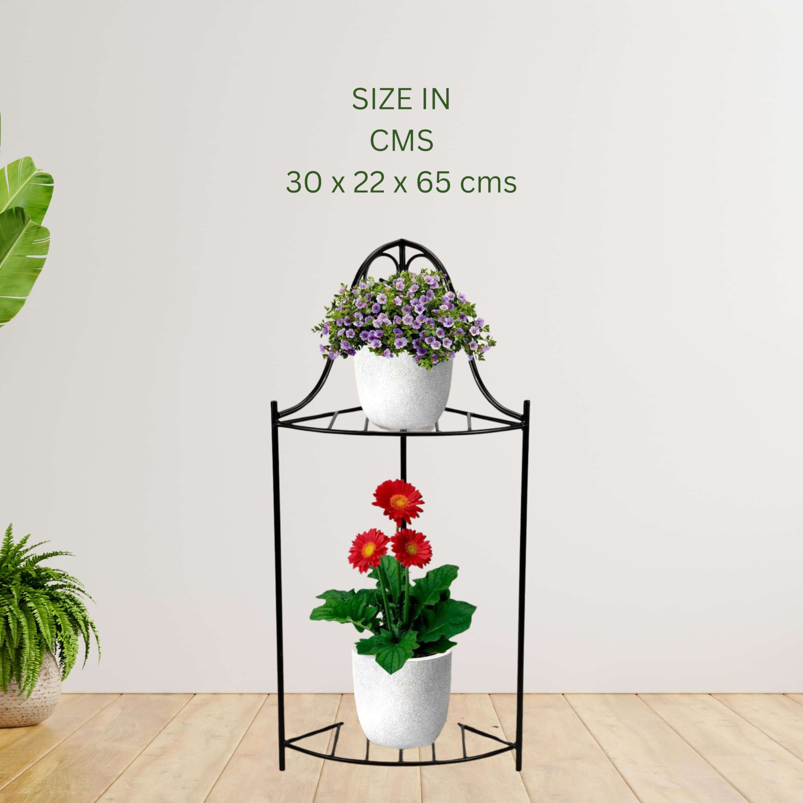 Nature at Homes - Corner Elegance Metal Stand Duo 2-Tier Versatile Home Décor Accent for Living Rooms, Bedrooms, Balconies, and Home Décor 5