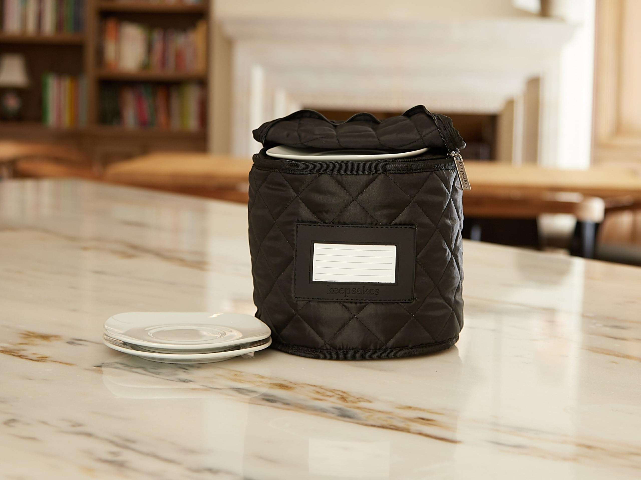 Covermates Keepsakes - Dish Storage - Padded Protection - ID Window - Stain Resistant - Machine Washable - China Storage, Black 4