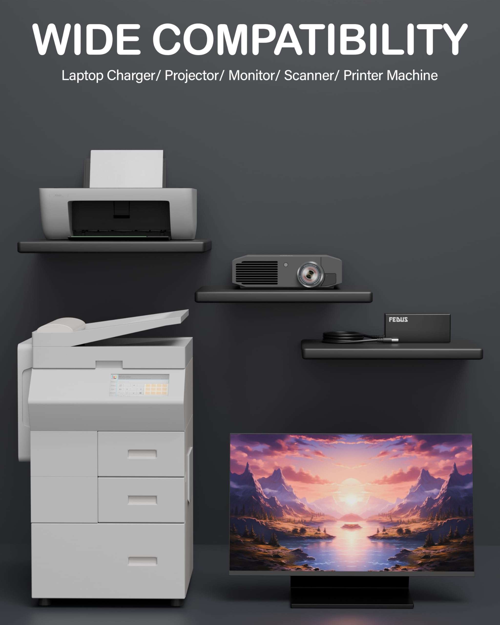 FEDUS 1.8 Meter Type B USA/Canada/Japan/America Universal Computer Monitor Power Cord, type B to C5 Power Cable for Monitor, PC, Laptop, Printer, Scanner, 10Amps 18 AWG GA NEMA 5-15P to IEC5 3