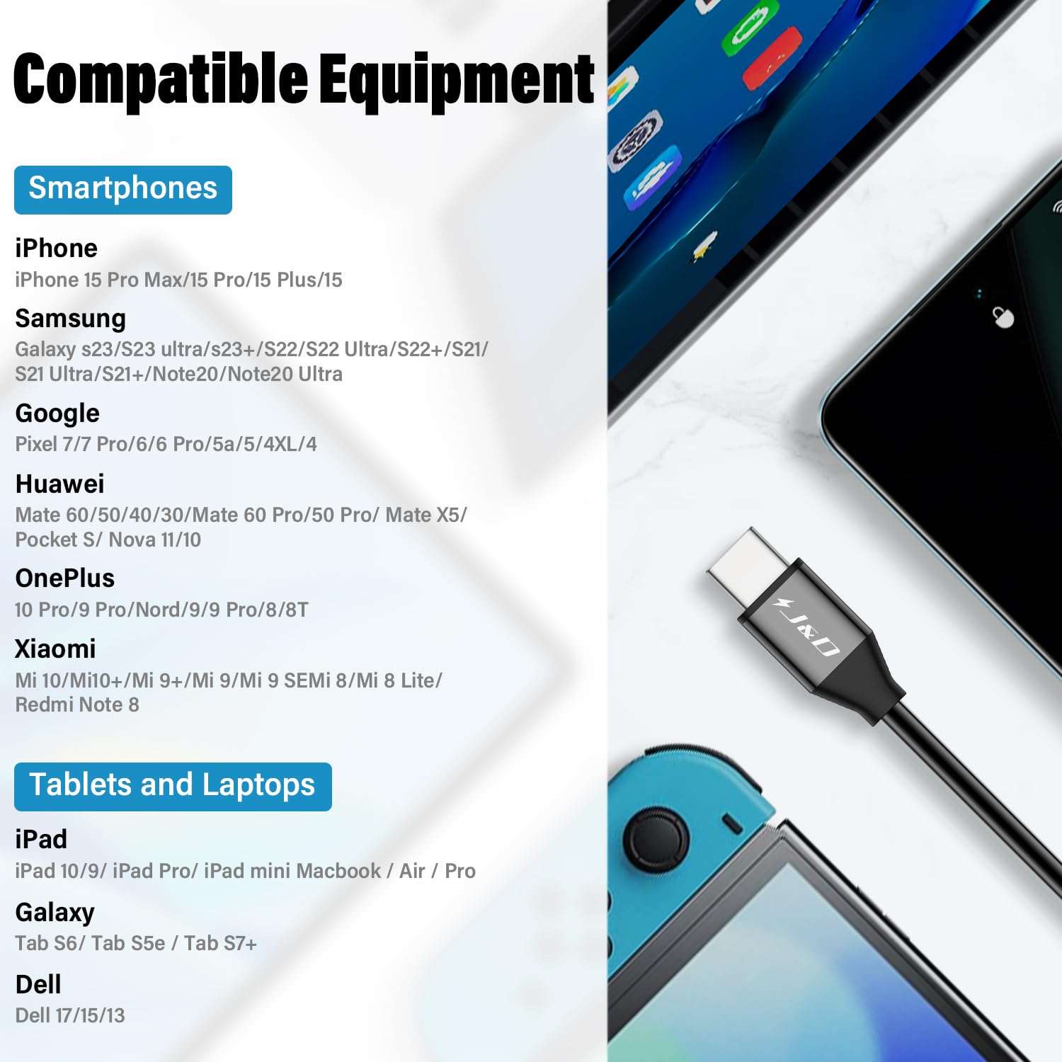 J&D USB-C to 6.35mm 1/4 inch TS Audio Cable, Gold Plated USB Type C to 1/4" Male Mono Interconnect Aux Adapter Cable Compatible with iPhone 15/16 Series 4