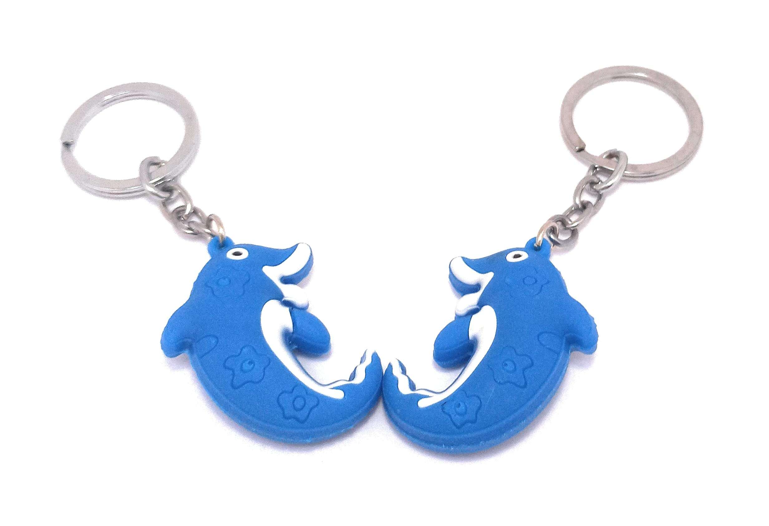Dolphin Rubber Figure Blue Keychain Set of 2 4