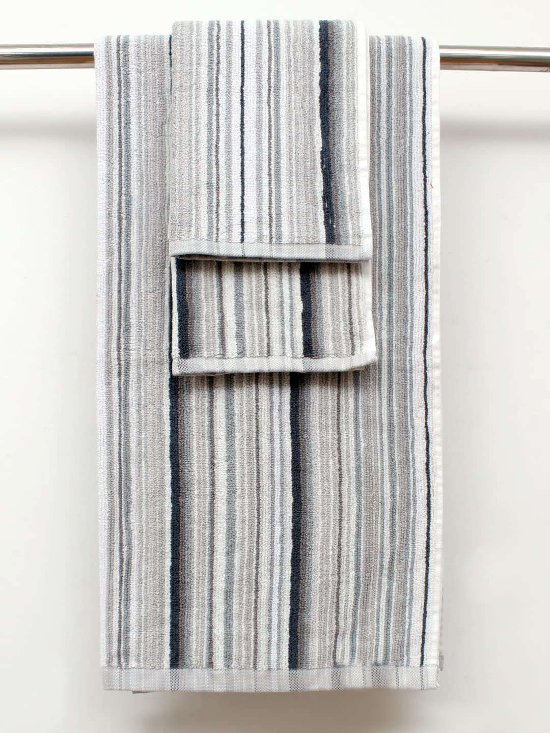 AVI Living Cotton Towel|Set of 3|GSM : 550 |Color : Multi (Blue & Beige)|for Home Men Women 1