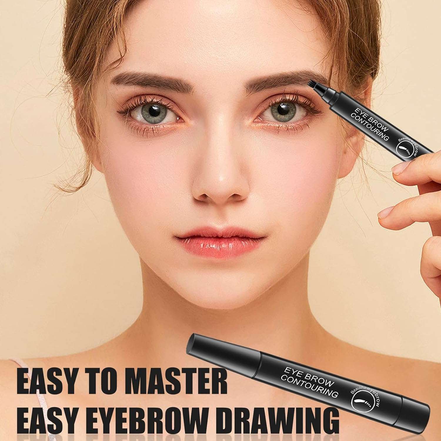 New Eyebrow Pen with a 4 Micro-Fork Tip Creates Flawless Natural Looking Brows, Based on Clear Eyebrow Microblading Pen Waterproof, Long-Lasting, Sweat (Black) 4
