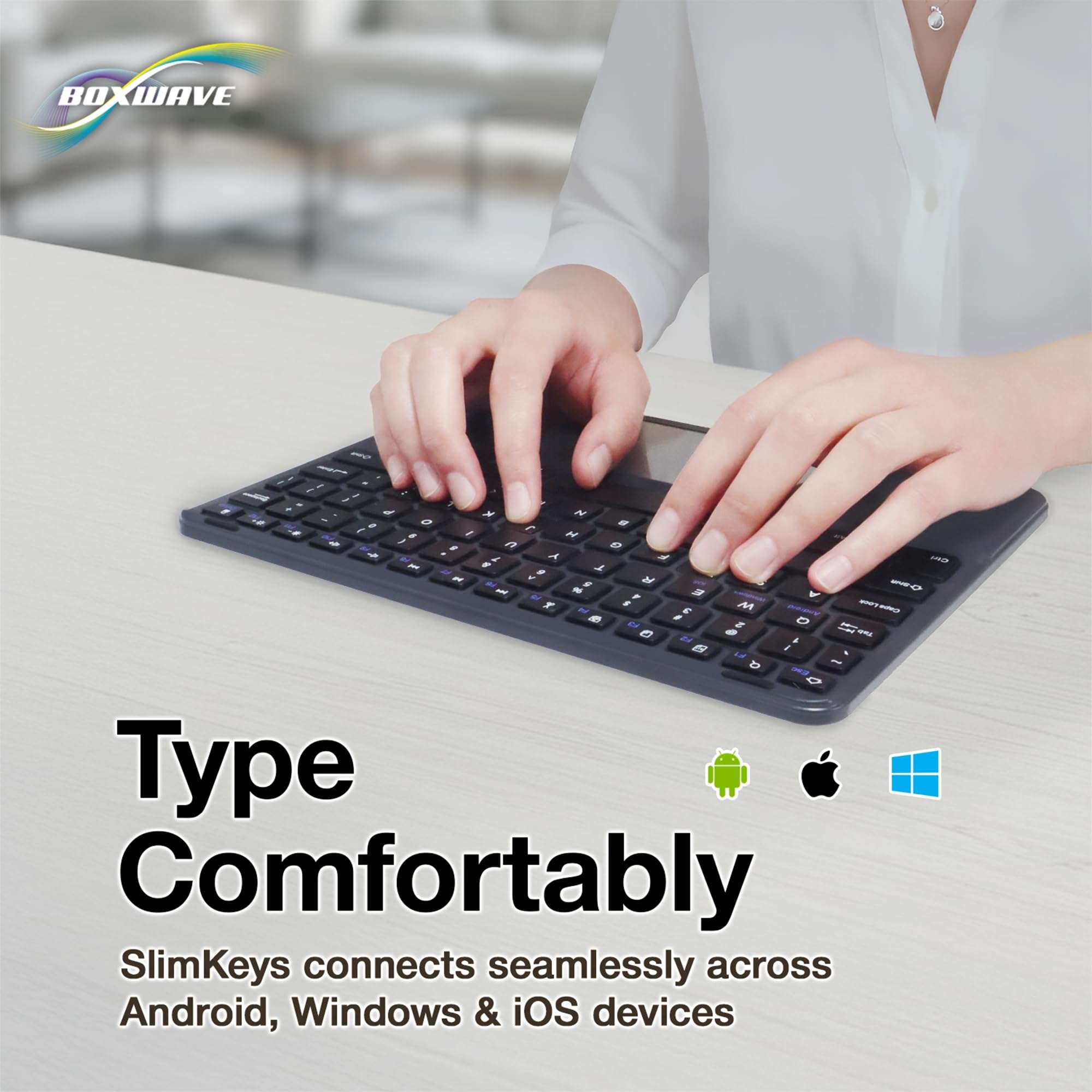 BoxWave Keyboard Compatible with Xiaomi Redmi Pad Pro 5G - SlimKeys Bluetooth Keyboard with Trackpad, Portable Slim TouchPad - Jet Black 5