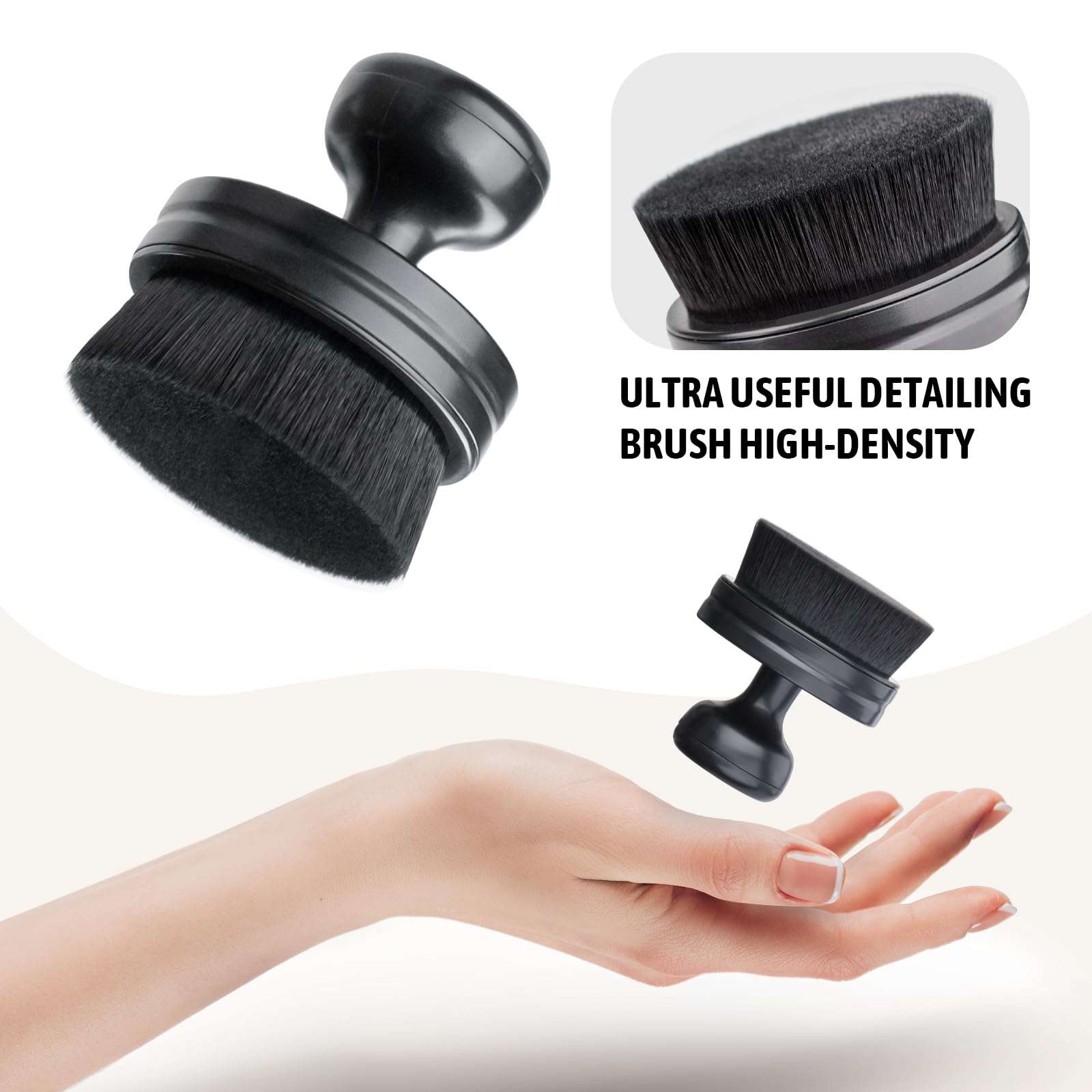 BABYSHEEP Tire Shine Applicator,Vegan Tire Shine Brush with Stand for Auto Detailing Cleaning Service (Black+Blue) 6