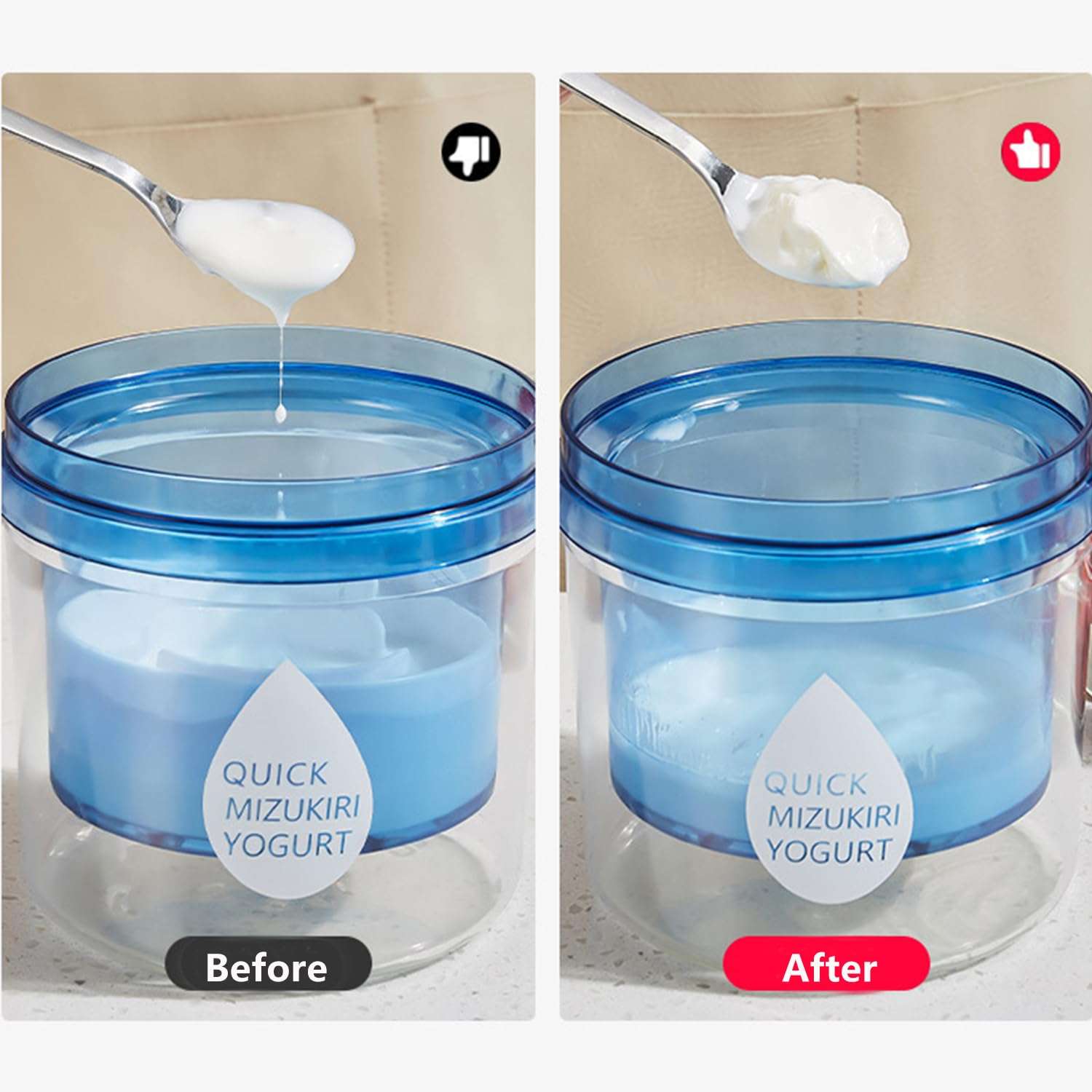 Generic Greek Yogurt Strainer with Lid.Yogurt Filter with Ultra Fine Mesh,to Makes small batches(450g) of Thick Creamy Greek or Coconut Yogurt, 5.12*5.12*5.12inch, Clear and bule 6