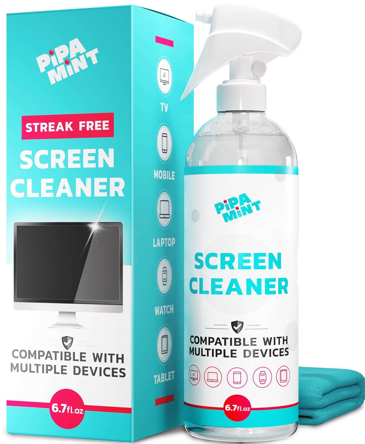 Screen Cleaner Spray, Streaks Free, TV Screen Cleaner, Computer Screen Cleaner, for MacBook, Laptop, iPad, Phone, Car Screen Cleaner, Smart TV, Monitors, Computer Cleaner | XL Microfiber Cloth 1