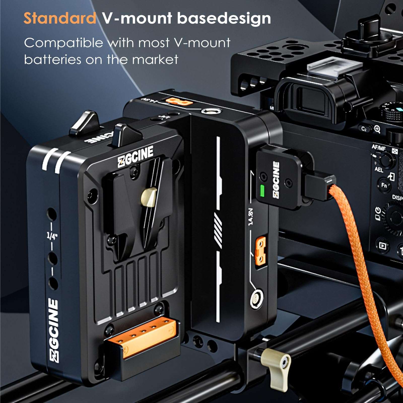 VM-HS2 Dual-Side V Mount Battery Plate,Hot-Swap V Lock Power Supply Splitter Support USB-C PD,2 BP Ports,4 D-TAP Ports,2 LEMO Ports Output for Camera/Camcorder/Gimbal/Filmmaker/Live/Studio 6