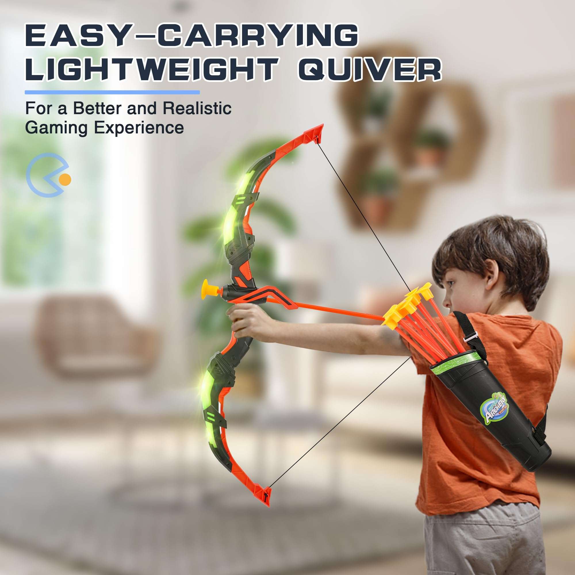 Outdoor Sport Toys Light Up Archery & Toddler Basketball Hoop and Tee Ball Set for Boy Bow and Arrow Set with 10 Suction Cup Arrows Baseball Tee with Automatic Pitching Machine Christmas Birthday Gift 4