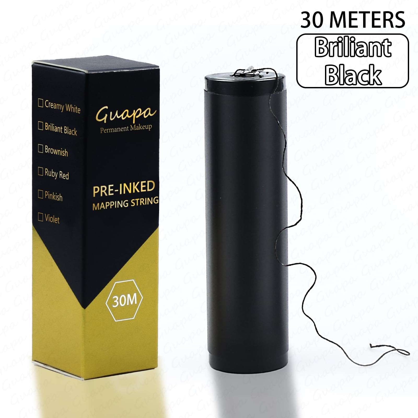 Multiple Colors 100 Feet Microblading Cottony Thread Pre-Inked Eyebrow Mapping String for Henna Tinting and Permanent Makeup with Allergen-Free in 30 Meters per Box (1PC-Brilliant Black) 3