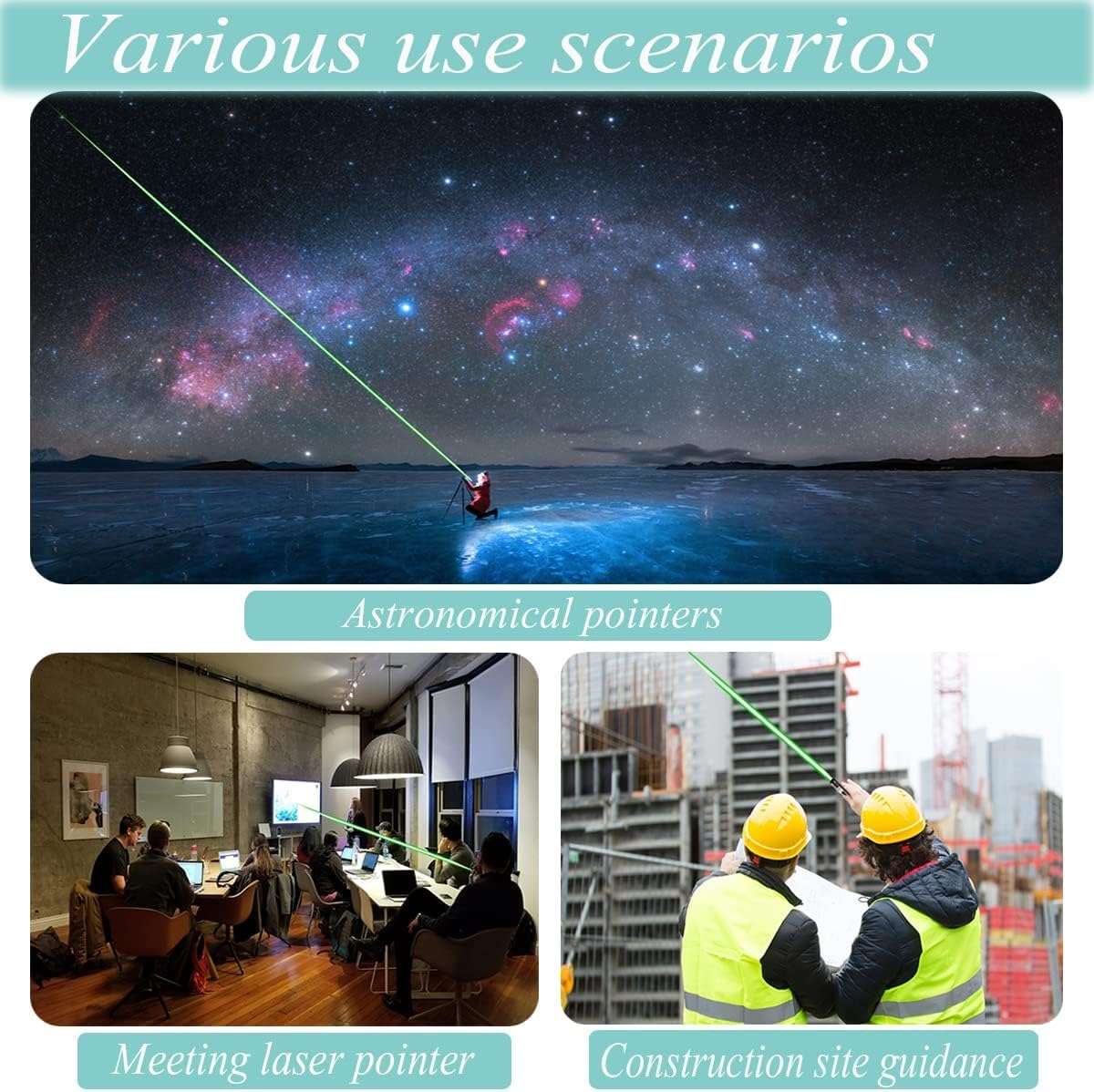 COOLCOLD Laser Light | USB Rechargeable Green, Laser Pointer | Long-Range, Laser Light Powerful | for Party, Disco Light Adjustable Mode, 2000m Handheld Laser Pen, Suitable for Camping, Hiking 6