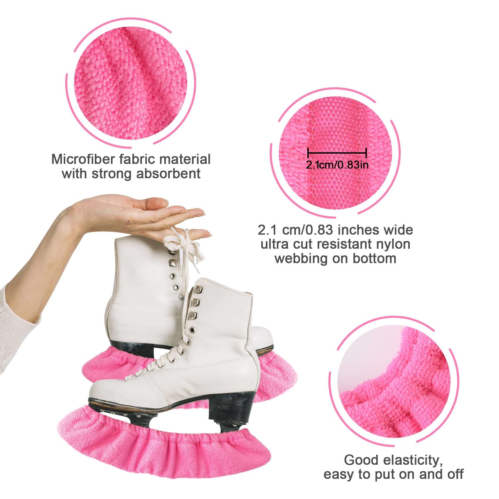 Cuayaes Ice Skate Guards,Soft Ice Skate Blade Covers,Figure Skate Guards Youth Hockey Skate Guards,Elastic Figure Skating Soakers Blades Protector Cover for Girls Boys（Rose Red） 4