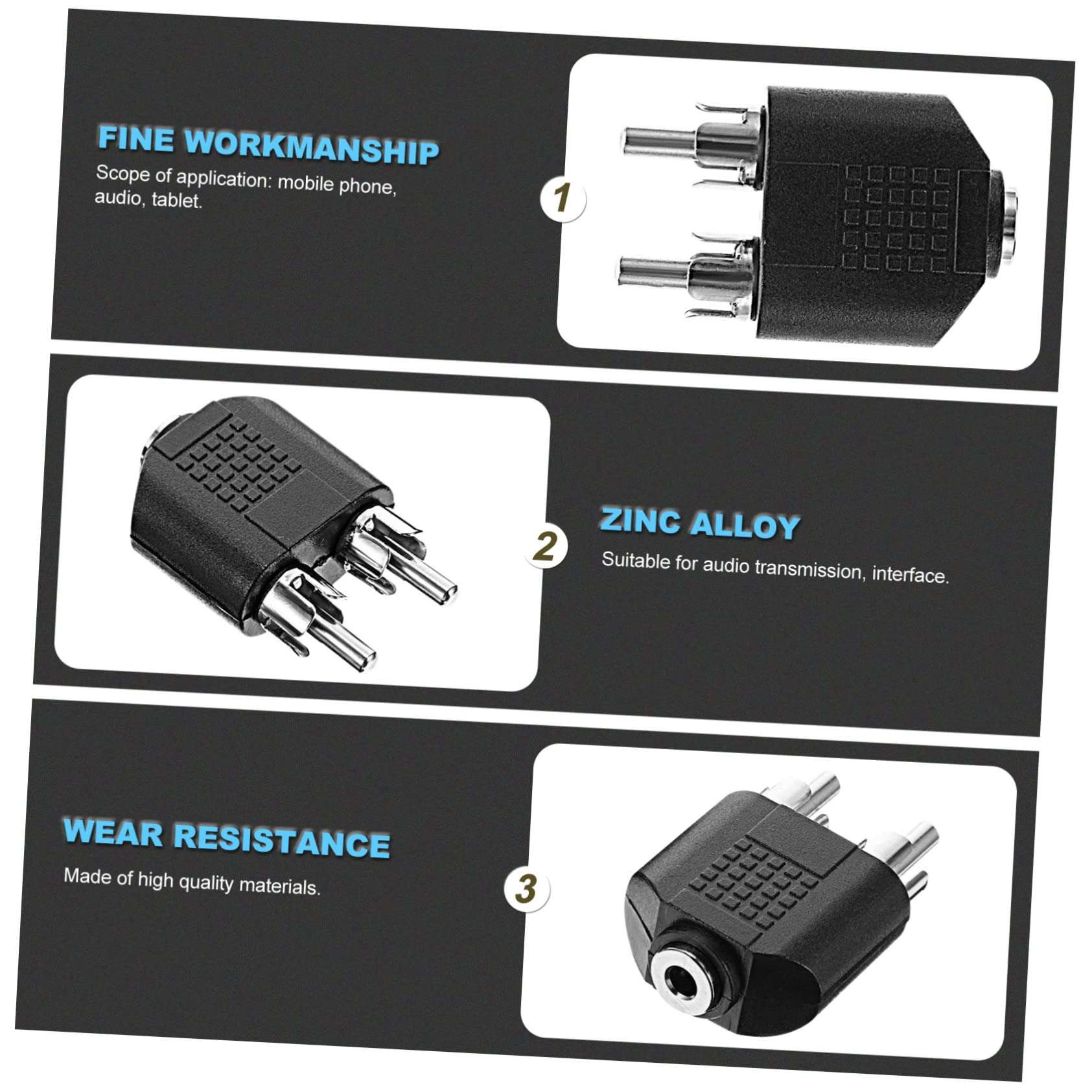 Angoily 2sets Audio Converter USB Mic Cable Female to Jack Guitar Antenna Headphones Coax Aux to Cable Coupler Boom Headphone to Jack Adapter Speaker Wire Cord Amp Midi Zinc Alloy 8pcs*2 4