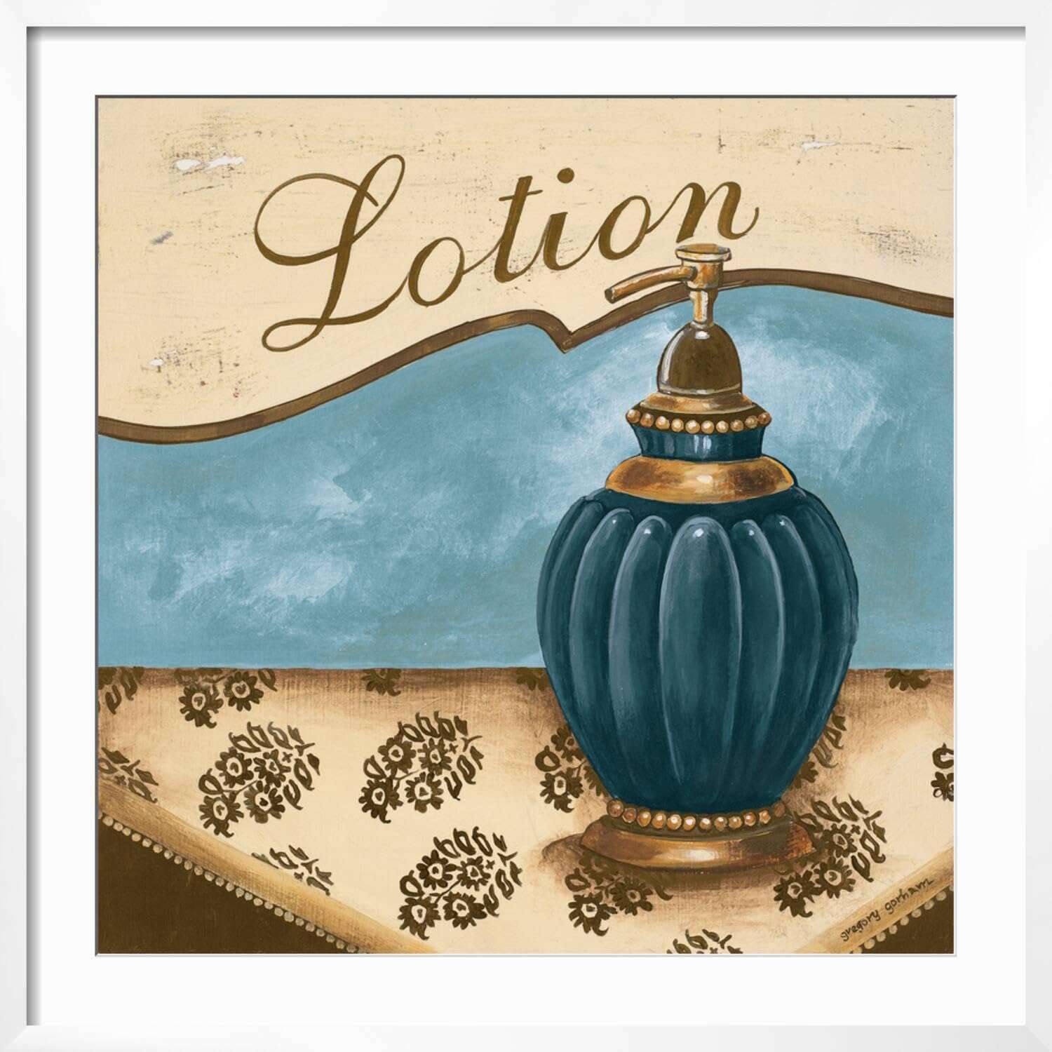 ART.COM Wall Art Print Bath Accessories IV - Blue Lotion on White Frame by Gregory Gorham, 29" x 29" 3
