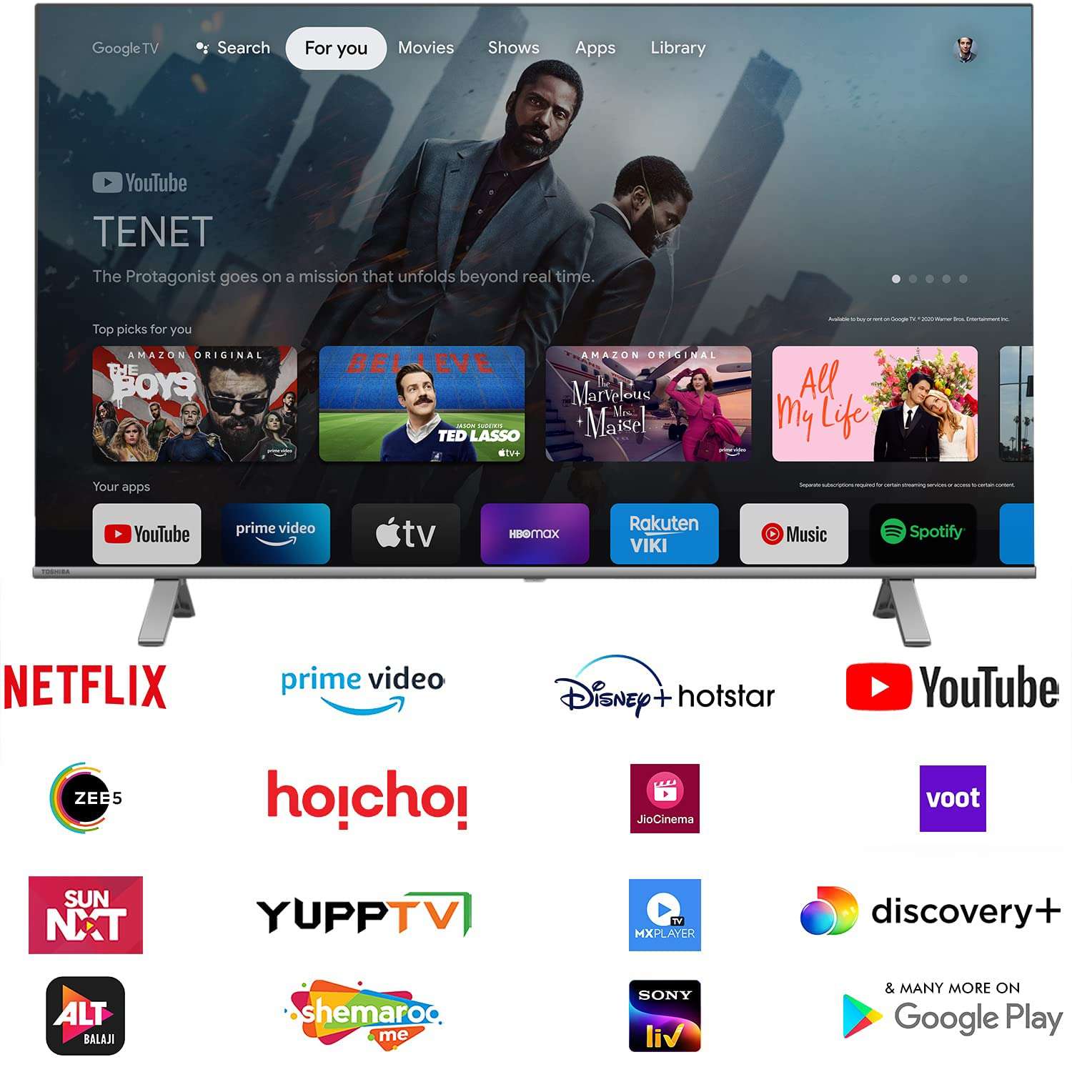 TOSHIBA 139 cm (55 inches) Bezelless Series 4K Ultra HD Smart LED Google TV 55C350LP (Black) 4