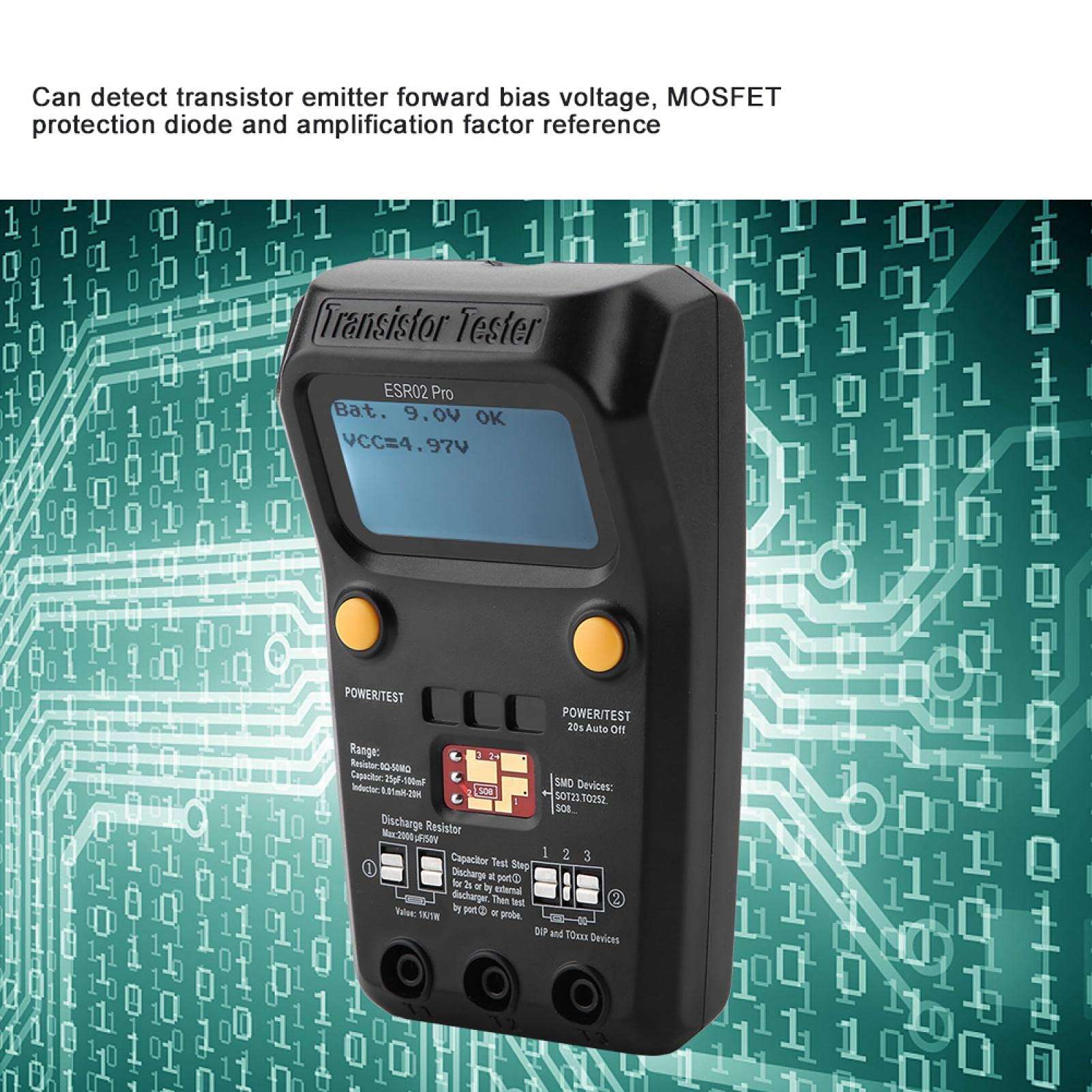 Jeanoko Transistor Tester SMD Component Meter Capacitor Meter Inductance Meter ESR02 for Electric Component 5