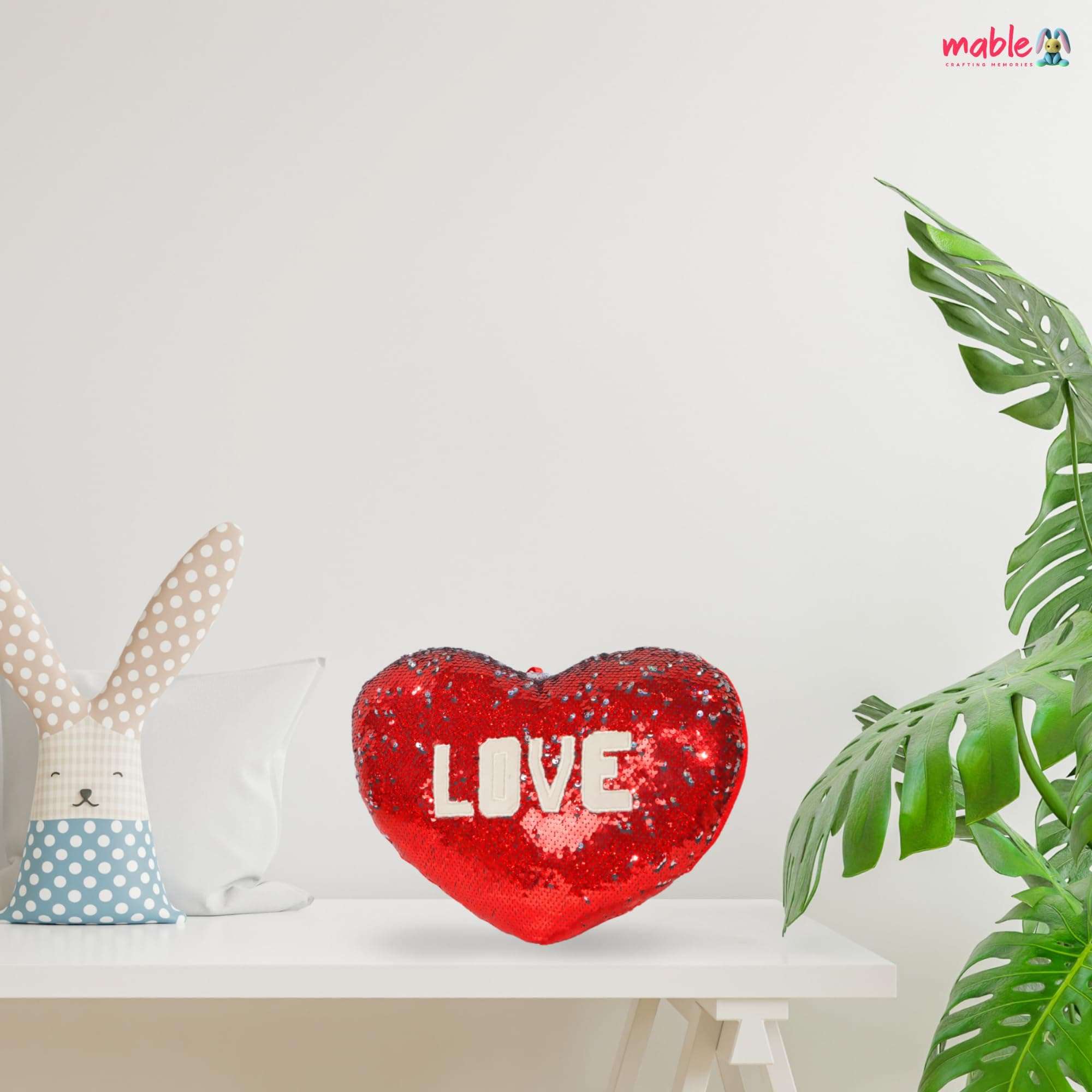 MABLE Reversible Sequin Heart Shape Cushion (45 Cm) Stuffed with Love, Soft Plush Cushions for Girls/Boys, Lightweight Velvety Touch for Comforting Hugs, Gift for Girlfriend/Boyfriend 3