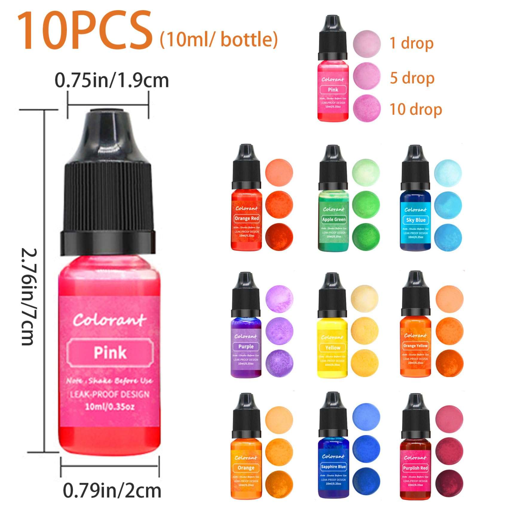 Candle Color Dye, Candle Dye 10 Colors 10ml Candle Colour Dye Vivid Oil-Based Soap Dye Highly Concentrate Candle Colour for Candle Making Supplies 3