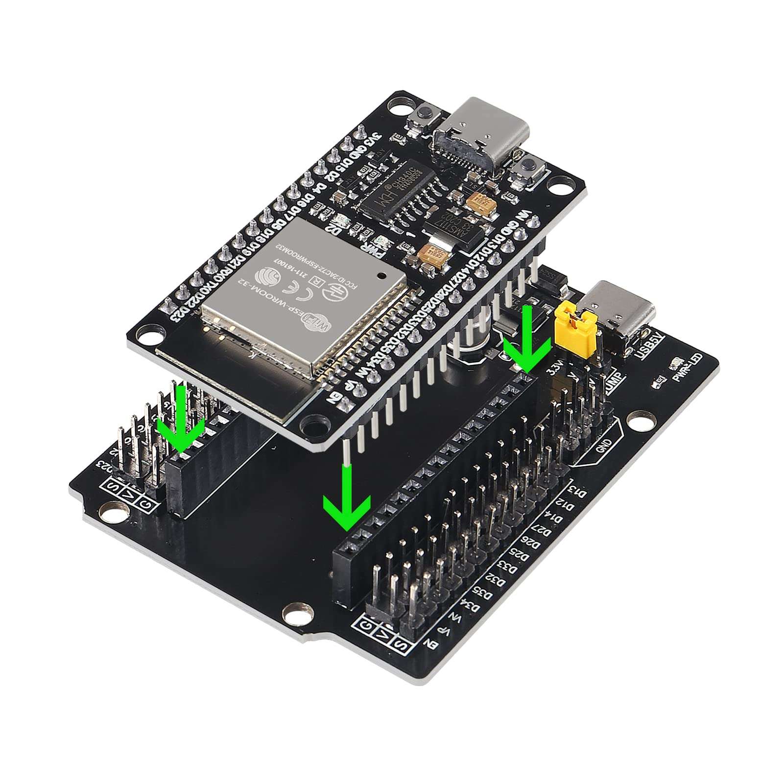 AITRIP 2 Sets ESP-WROOM-32 ESP32 ESP-32S Type-C USB Development Board Type-C USB CH340C WiFi+Bluetooth Ultra-Low Power Dual Core ESP32-DevKitC-32 ESP-WROOM-32 Expansion Board for Arduino 2