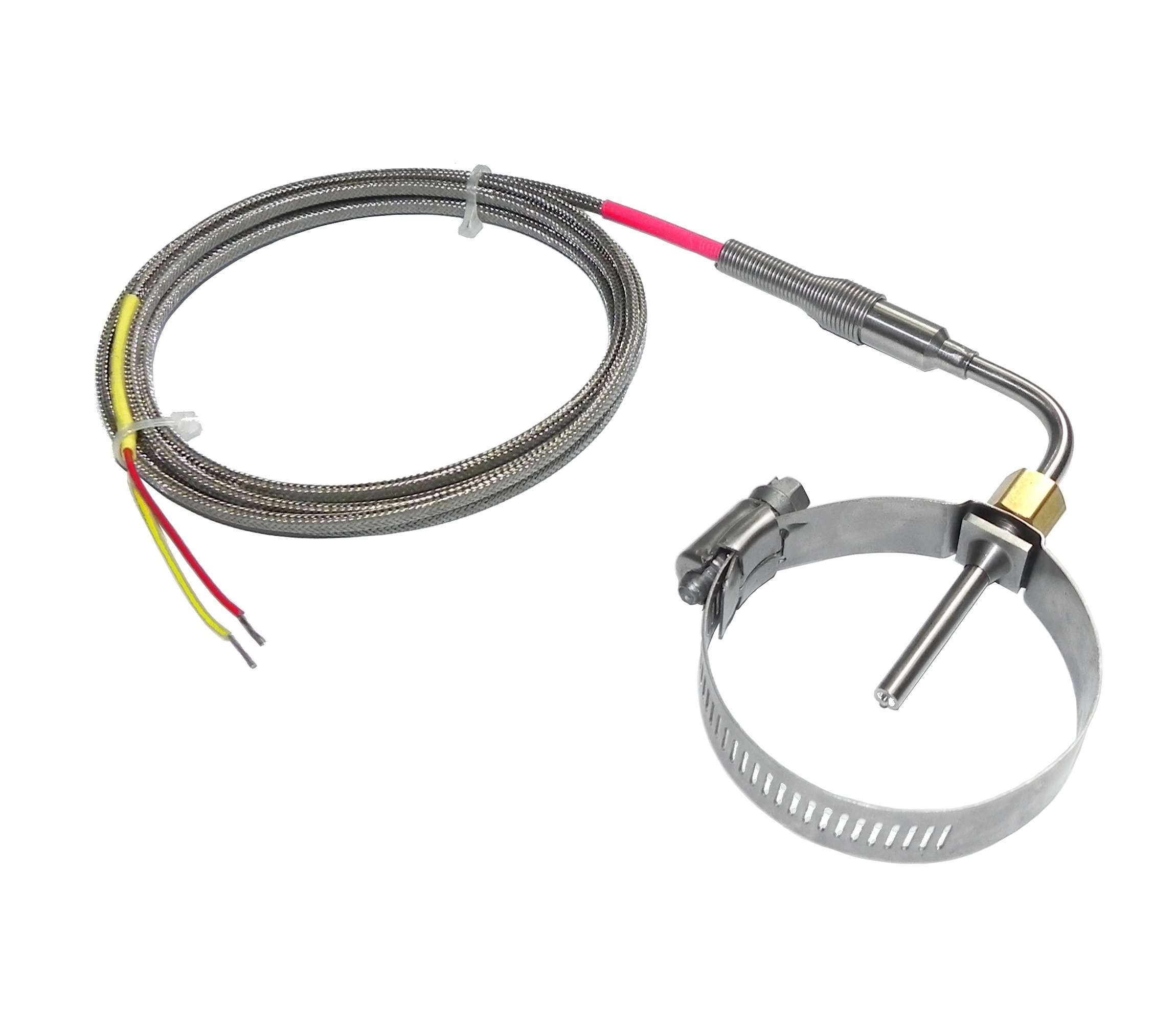 EGT Probe Exhaust Gas Temperature Sensor - Muffler Clamp - 3/16 OD - Medium 2.3 ~ 3.2 inch (58 ~ 81 mm) - Mini Male Plug Connector - with 6 foot long cable