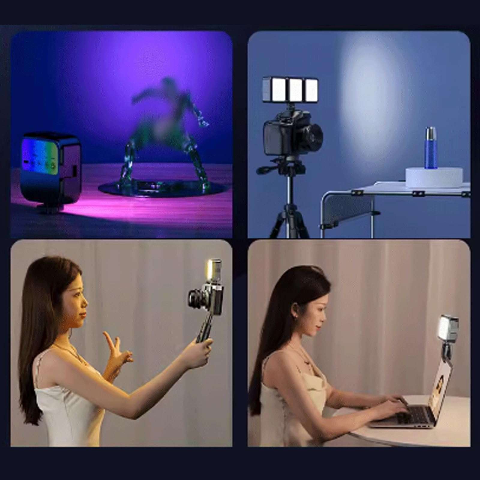 FROON Fill Light LED Atmosphere Lamp Portable Fill Lamp Photo Beauty Lamp Handheld Mobile Phone Live Photo Lighting for Outdoor Photography, 1 6