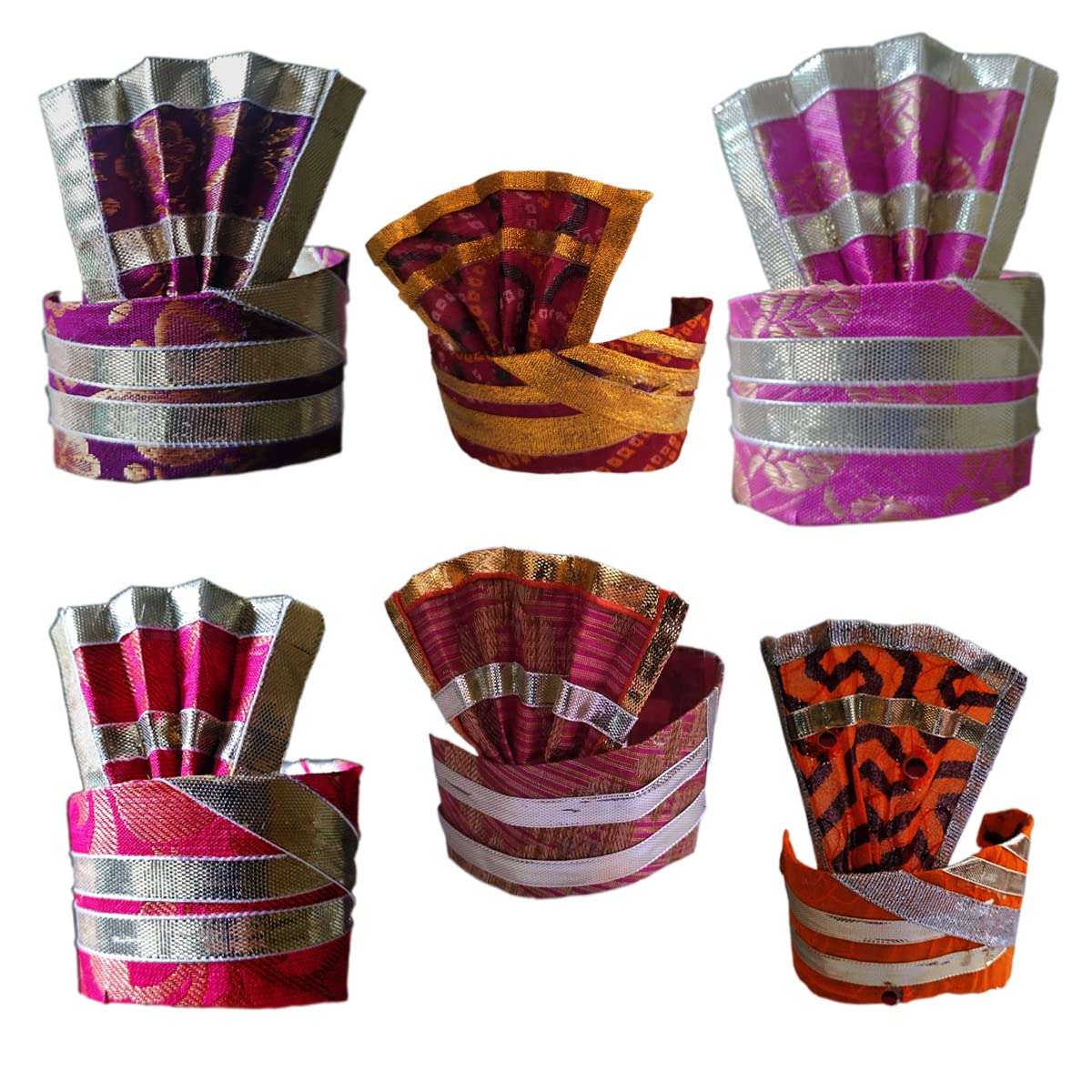 The Bath Stories Small Hand Made Pagdi (Turban) (Size – Length 7 Cms. Height 5 Cms) Only for Decorat Jaggery (Gud) | Laddu | Shaugun Given with Wedding Card Small Gifts for Wedding (Pack of 12)