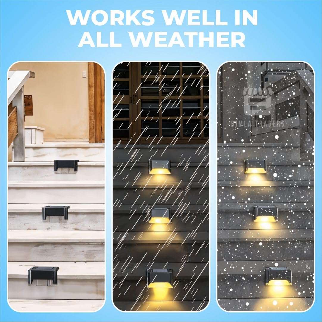 BTAG Solar-Powered Deck Light – IP65 Waterproof LED Step, Stair, Fence & Railing Light with Wide-Angle Illumination, Rechargeable Outdoor Lighting for Yard, Patio & Pathway.Pack of 4 4