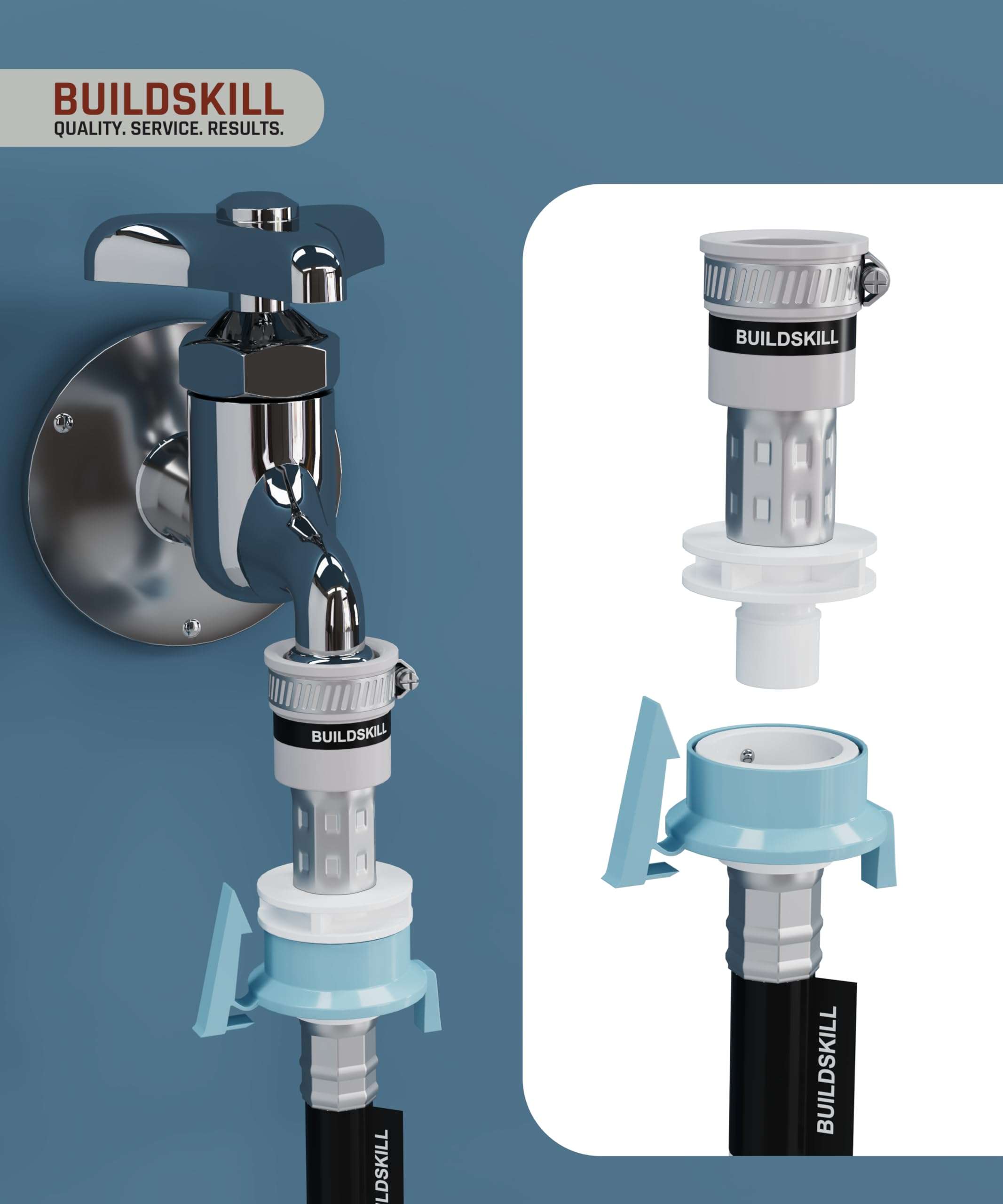 BUILDSKILL 2 Meter Fully Automatic washing machine inlet pipe | universal & normal tap adaptor connector | Burst proof | anti kink | Hot & Cold water washing machine pipe inlet | pressure resistant 5