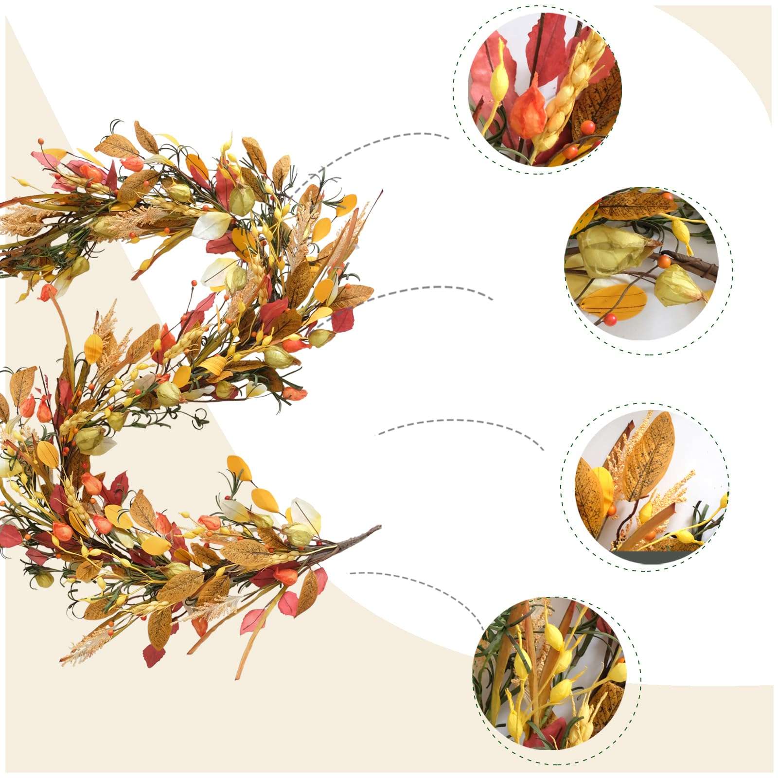 CIR OASES 70 inch Fall Garland Artificial Eucalyptus Garland with Flowers, Fall Decor Fake Rose Garland, Fall Flower Faux Floral Garland for Wedding Home Party Table 3