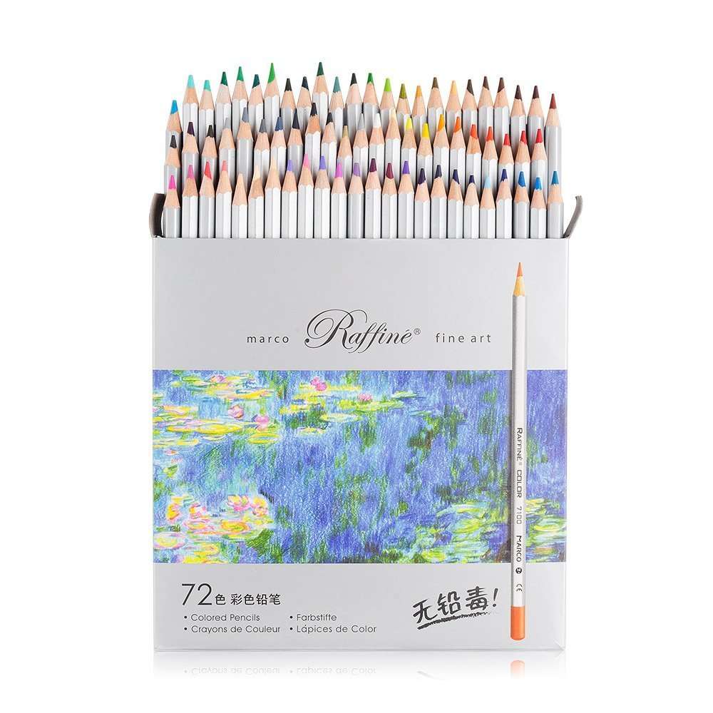 Marco Raffine Fine 72 Colors Art Drawing Pencil 7100-72CB Set Wooden Writing Painting Artist Sketching Craft Doodling Designs and Creativity Colorful Blessings Cards 1
