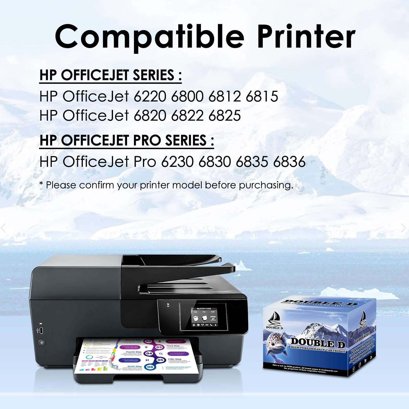 DOUBLE D 934 and 935 Ink Cartridges Compatible Replacement for HP 934XL 935XL for HP Officejet Pro 6830 6230 6815 6835 6812 6820 6220 6810 Printers (2 BK,1 C,1 M,1 Y, 5Pack) 2