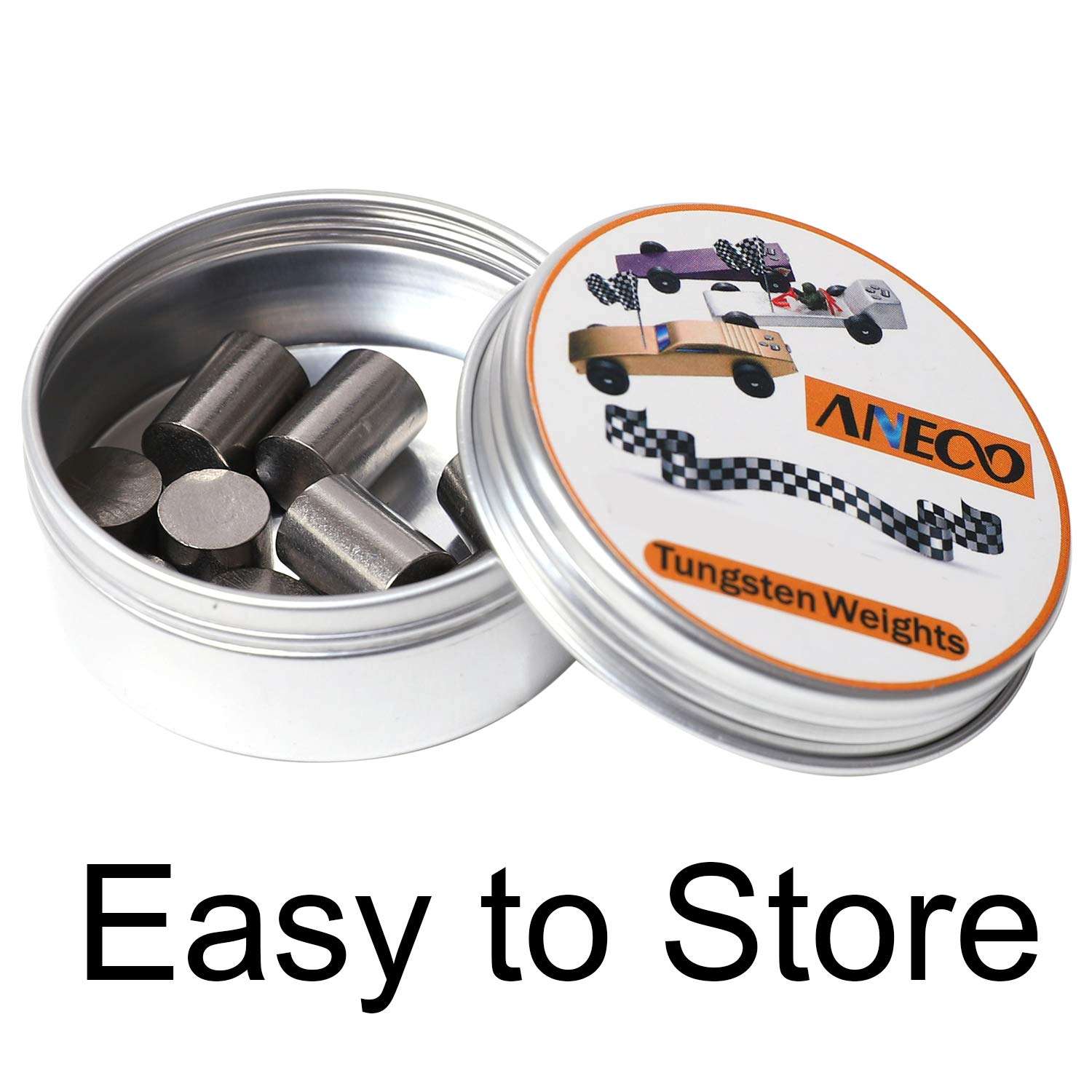 Aneco 3 Ounce Tungsten Weights 4 Sizes Cylinders Tungsten Weights Wooden Racing Weights to Increase The Speed of Wooden Racing Car 4