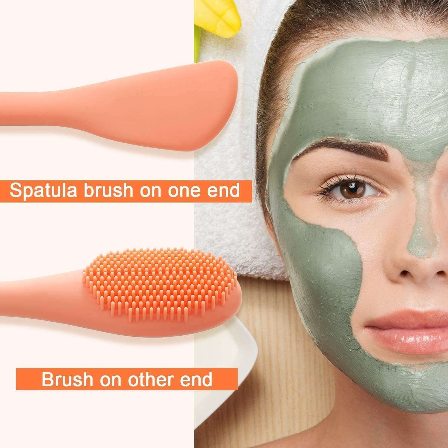 Yogilabel Beauty Silicone Face Mask Applicator Makeup Brush Double-Ended Facial Mask Brush for Mud, Clay, Charcoal Mixed Mask?Soft Makeup Beauty Brush Tools for Apply Cream, Lotion 6