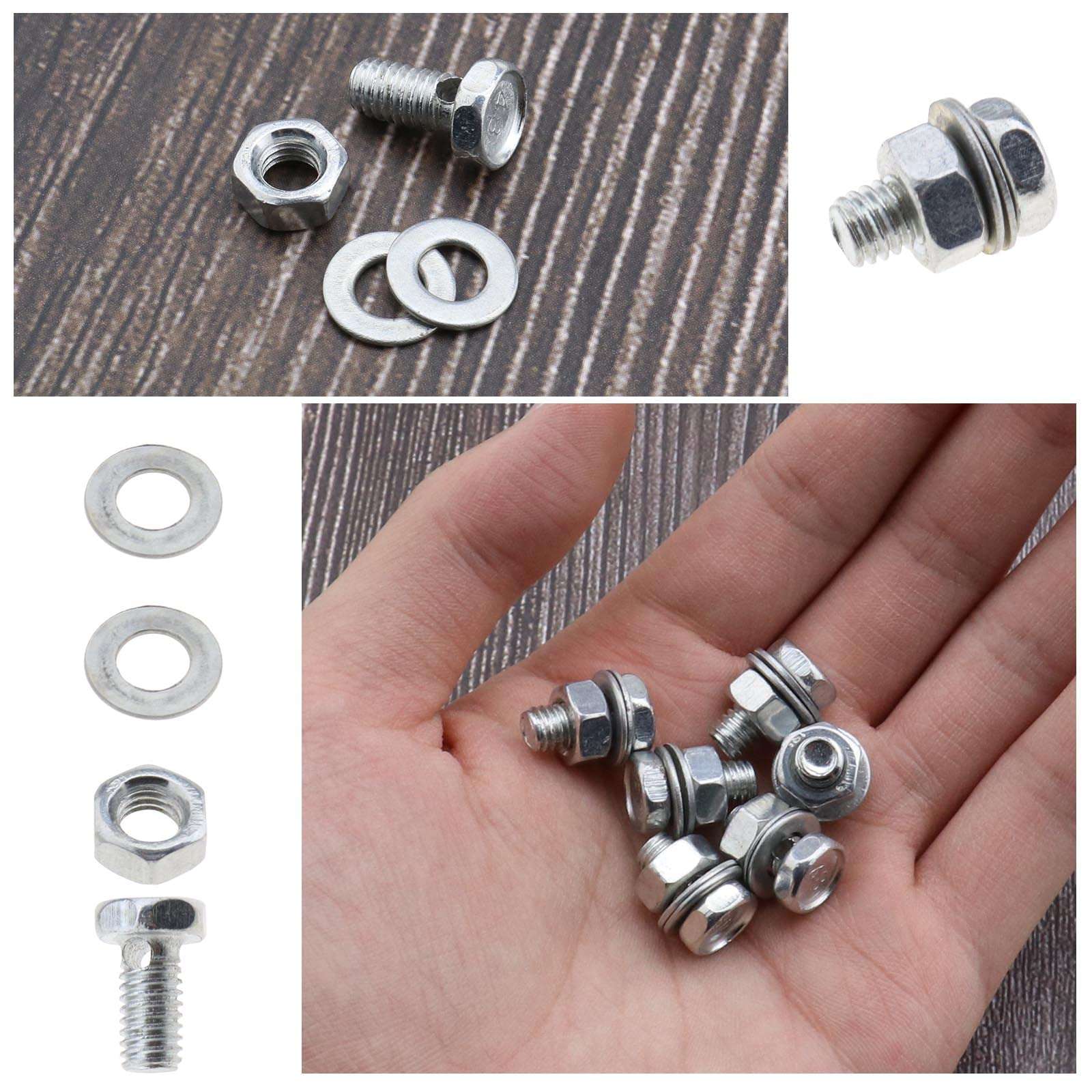 SING F LTD 20Pcs Bicycle Cable Anchor Bolts 6mm with Nuts and Washers for BMX Cross Bike Electric Bike Foldable Hybrid Kids Mountain Racing Trekking Bike Cycling Accessories Hex Head Screw 5