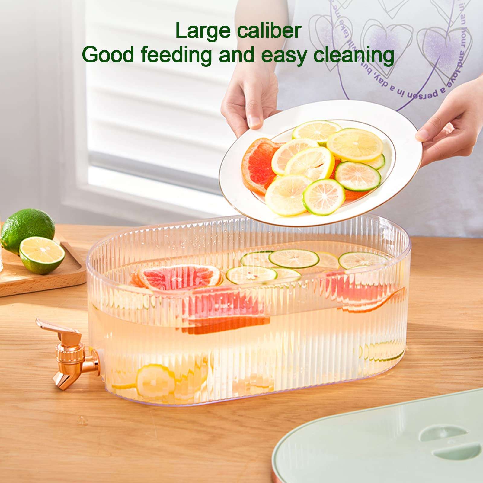 SLDHFE Drink Dispensers For Parties, Fridge Beverage Juice Drink Dispenser With Spigot, Plastic Water Container Despenseror for Milk Lemonade (1.4 Gallon) light green 5