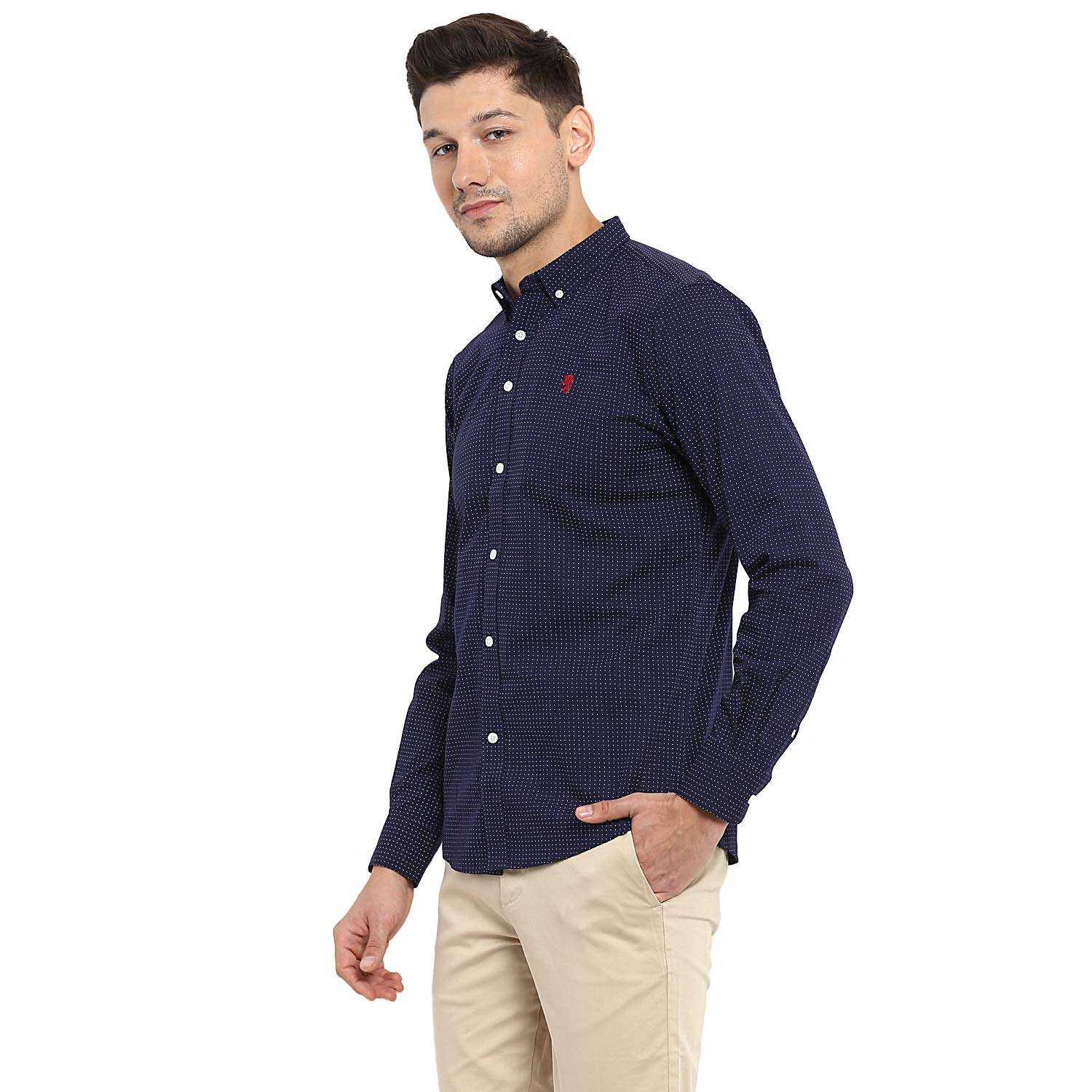 Red Tape Men's Printed Regular fit Casual Shirt (RSF9254A_Dot Navy_S 4