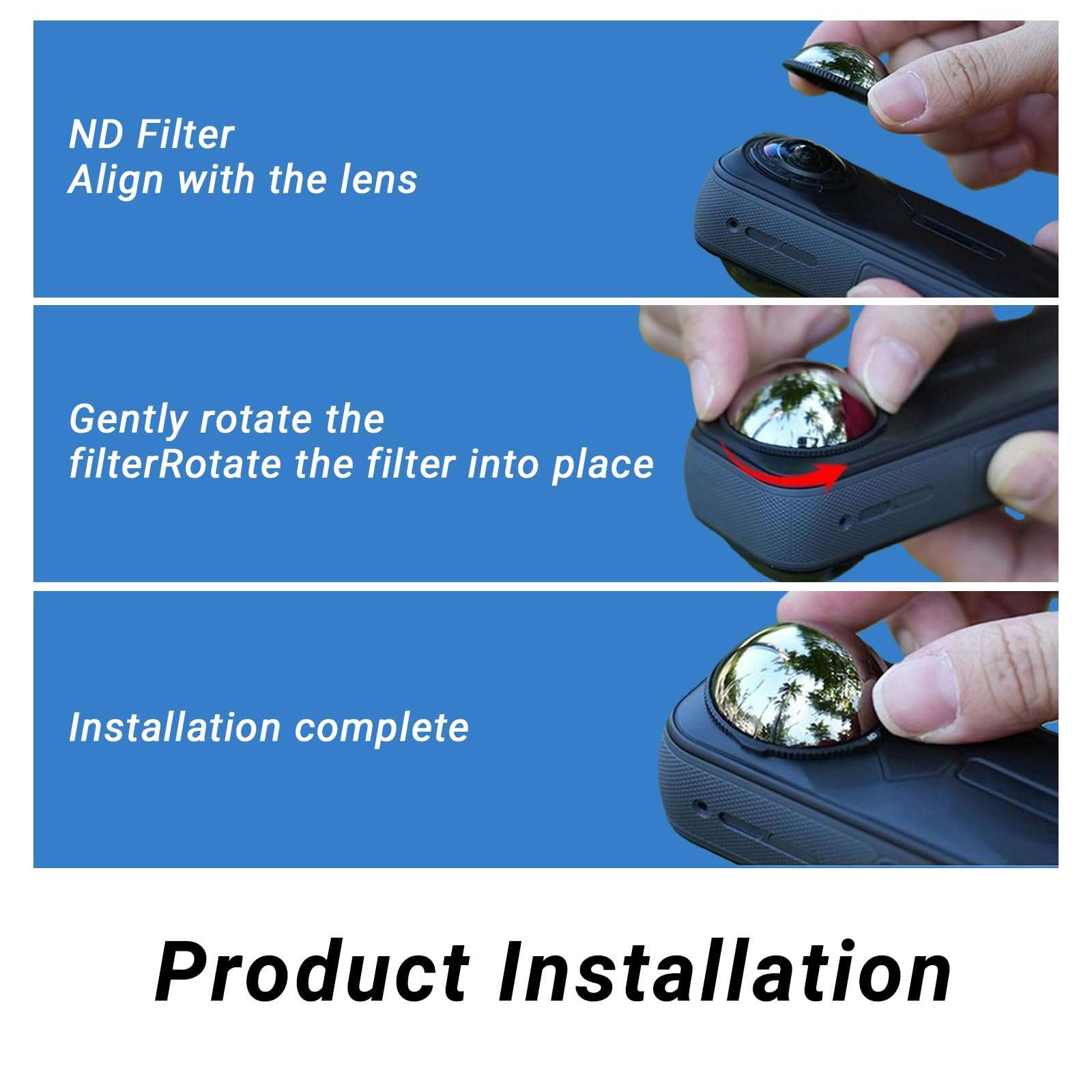 Insta 360 X5 ND64 Filter,6-Stop Light Reduction Lens,Auto-Detect,Neutral Density,Multicoated Optical Glass for X5 Action Camera Accessories(2 Pack) 6