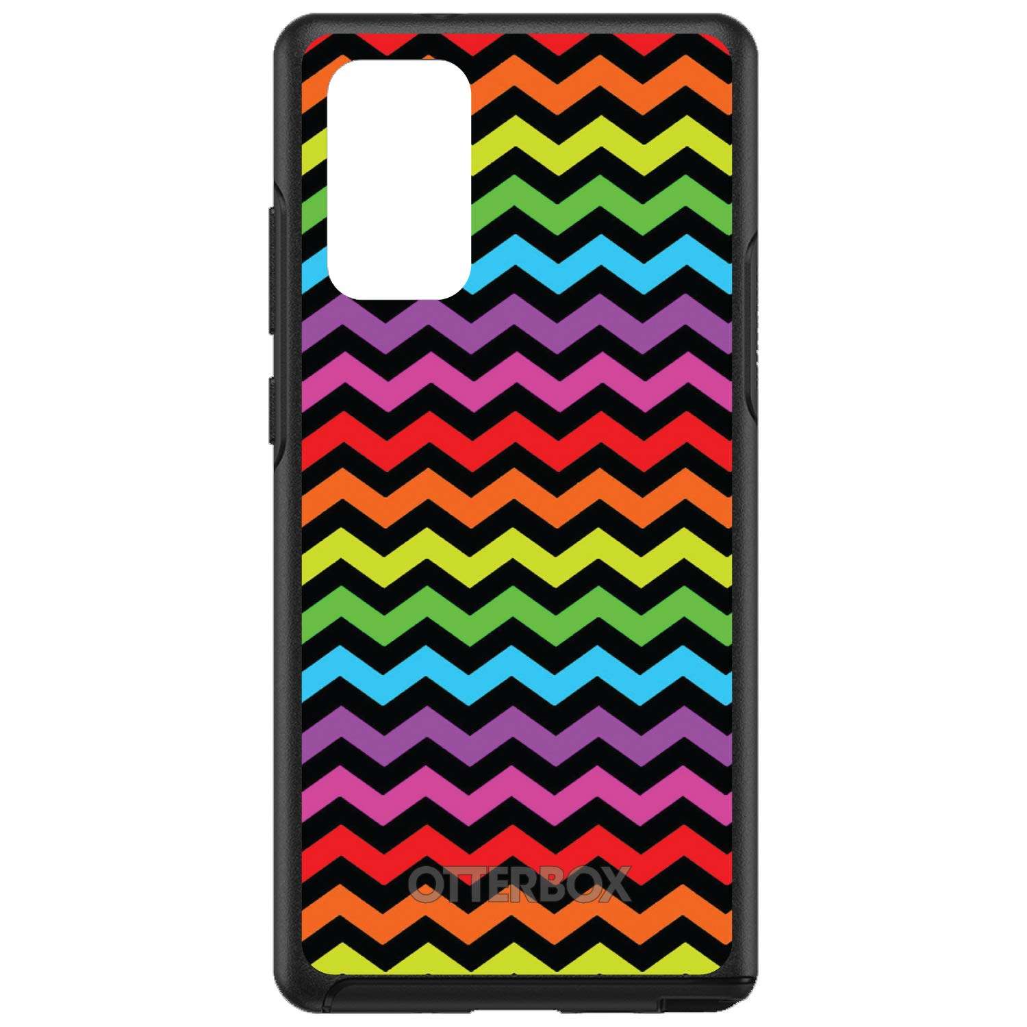 DistinctInk Case for Samsung Galaxy Note 20 Ultra (6.9" Screen) - Replacement for OtterBox Symmetry Custom Black Case - Rainbow Black Chevron Stripes Wave - Chevron Stripes Pattern 1