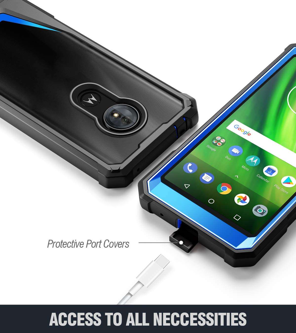 Moto G6 Play Case, Moto G6 Forge Case, Poetic Guardian [Scratch Resistant Back] Full-Body Rugged Clear Hybrid Bumper Case with Built-in-Screen Protector for Moto G6 Play/Moto G6 Forge Blue 5