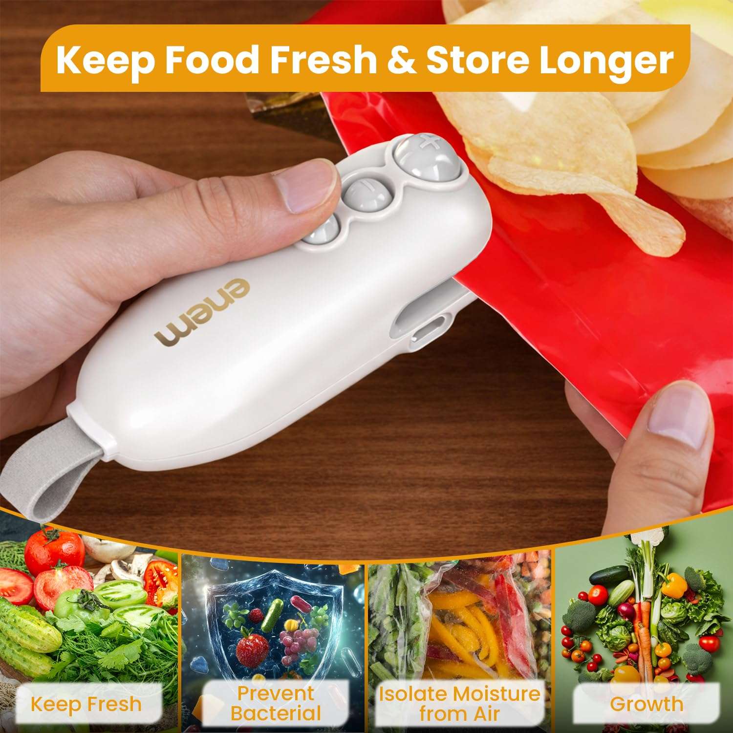 Enem Mini Sealing Machine for Food Packets, Full Customer Support from Enem, Portable Mini Sealing Machine, Packet Sealer Machine, for Food, Snacks, Chips, Fresh Storage 3