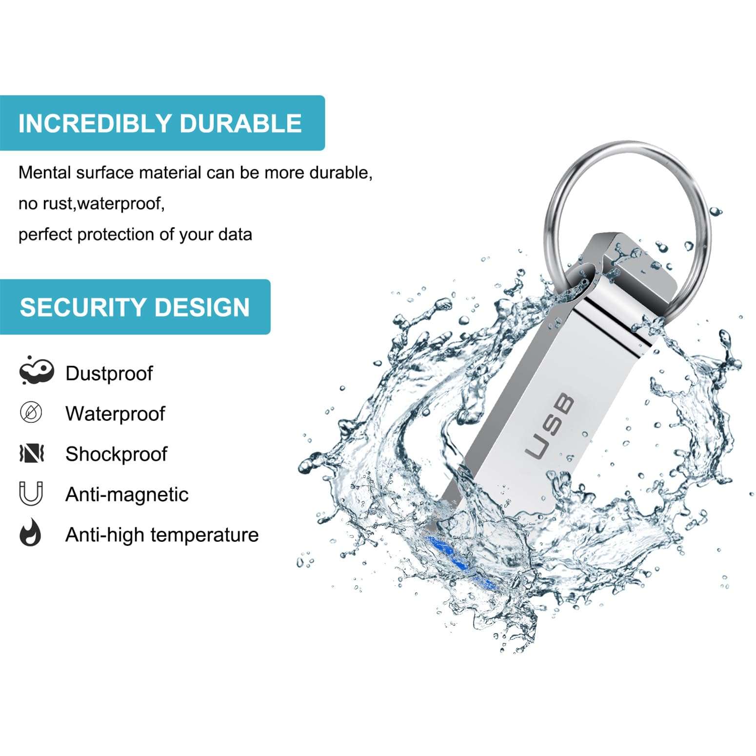 USB Flash Drive 230GB Waterproof USB Stick High Speed Memory Stick 230GB Ultra Large Storage Metal Thumb Drive with Keychain Design for Laptop Computer Tablet 6