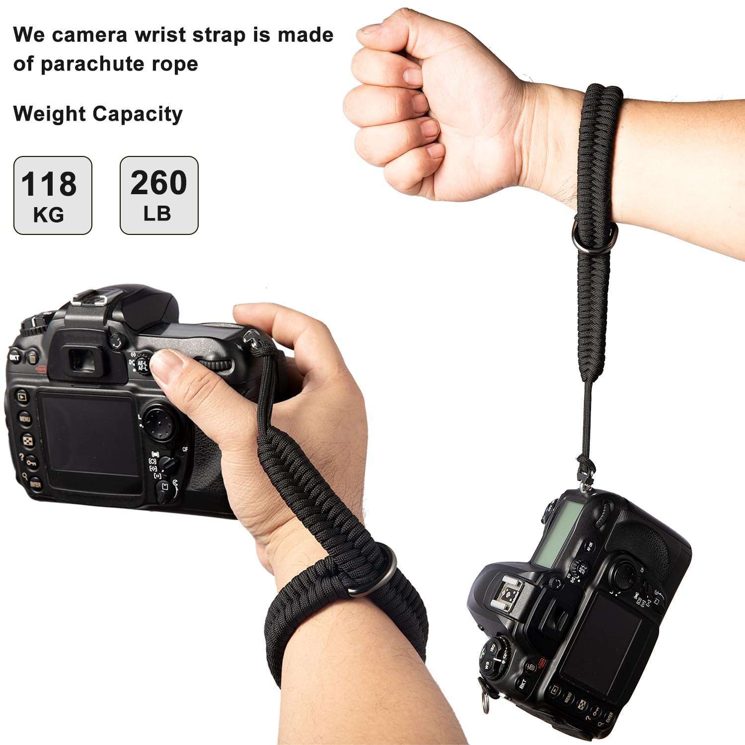 TAKHRWOD Camera Wrist Strap,1Pack Adjustable Nylon Camera Hand Strap,for GoPro,DSLR,Fuji,Canon and Mirrorless Cameras Photographers Quick Release,Paracord (forest camouflage) 2