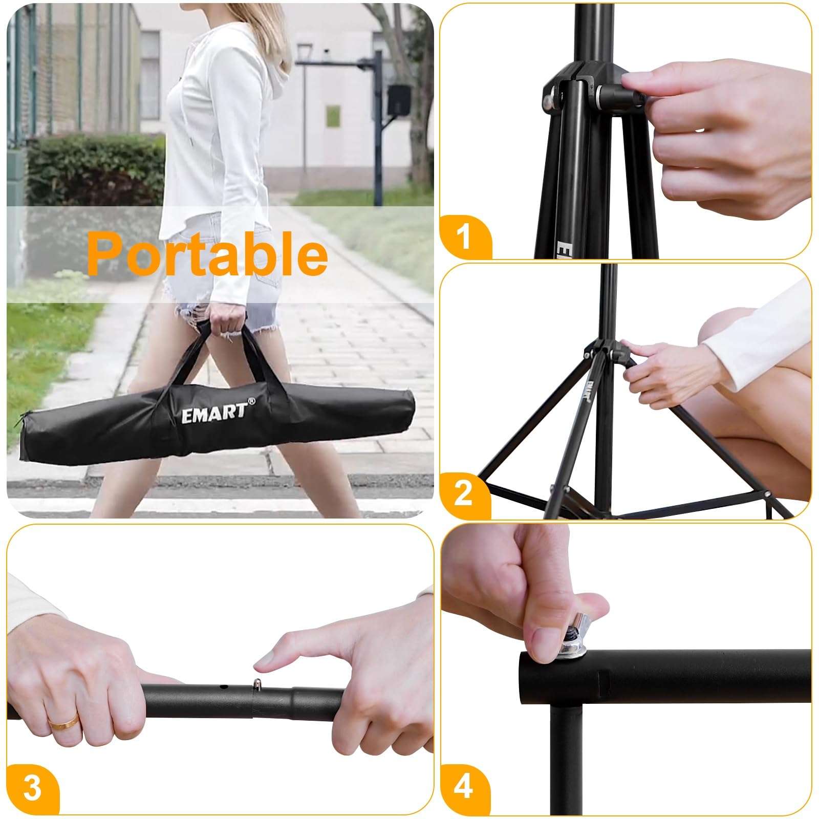 EMART 8.5 x 10 ft Photo Backdrop Stand, Adjustable Photography Muslin Background Support System Stand for Photo Video Studio 5